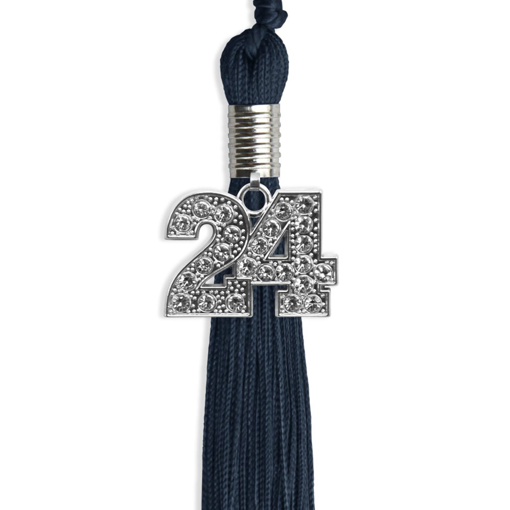 Navy Blue Graduation Tassel with Silver Date Drop - Endea Graduation