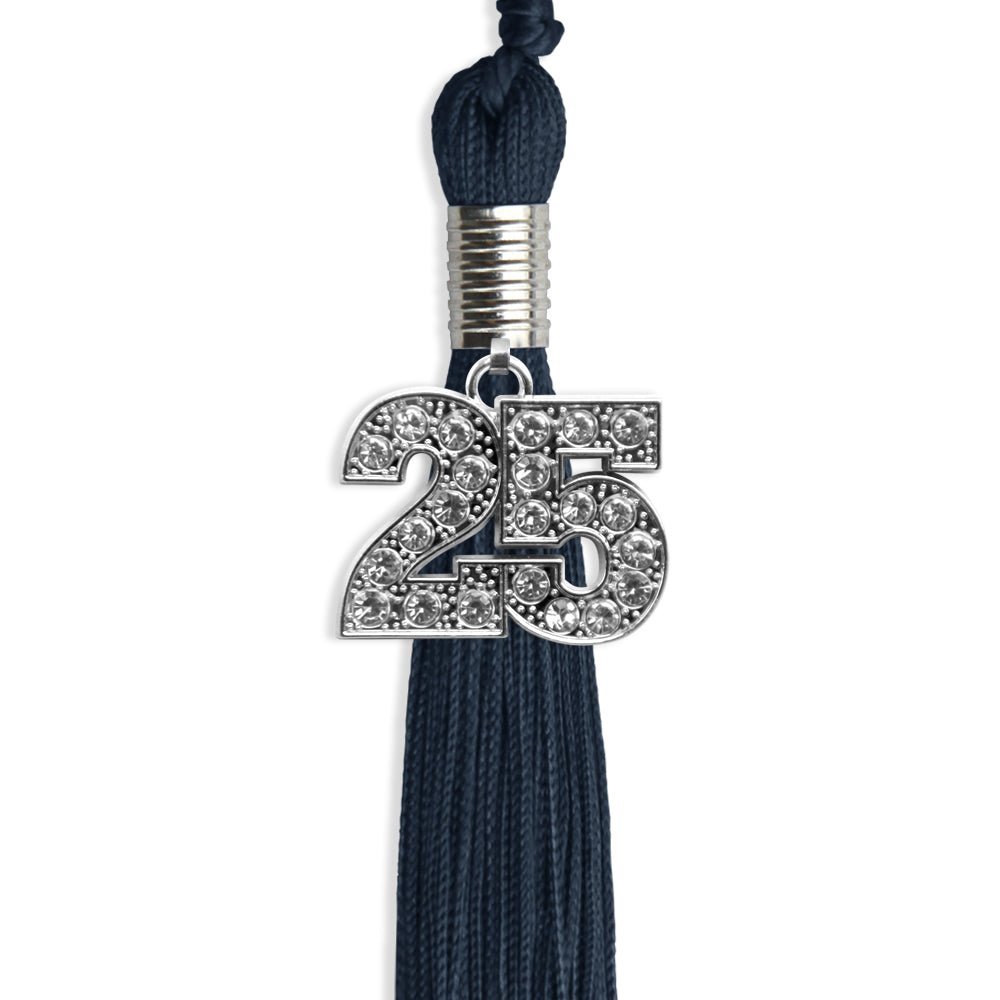 Navy Blue Graduation Tassel with Silver Date Drop - Endea Graduation