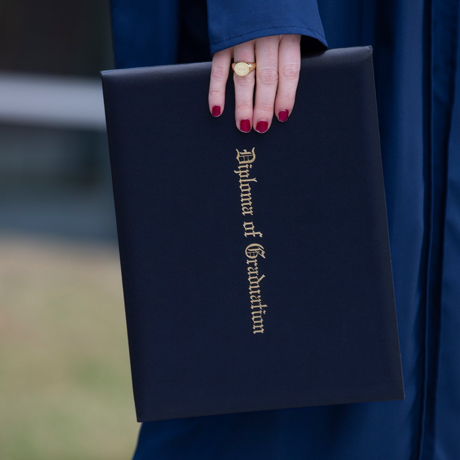 Navy Blue Imprinted Diploma Cover for 8.5" x 11" diploma - Endea Graduation