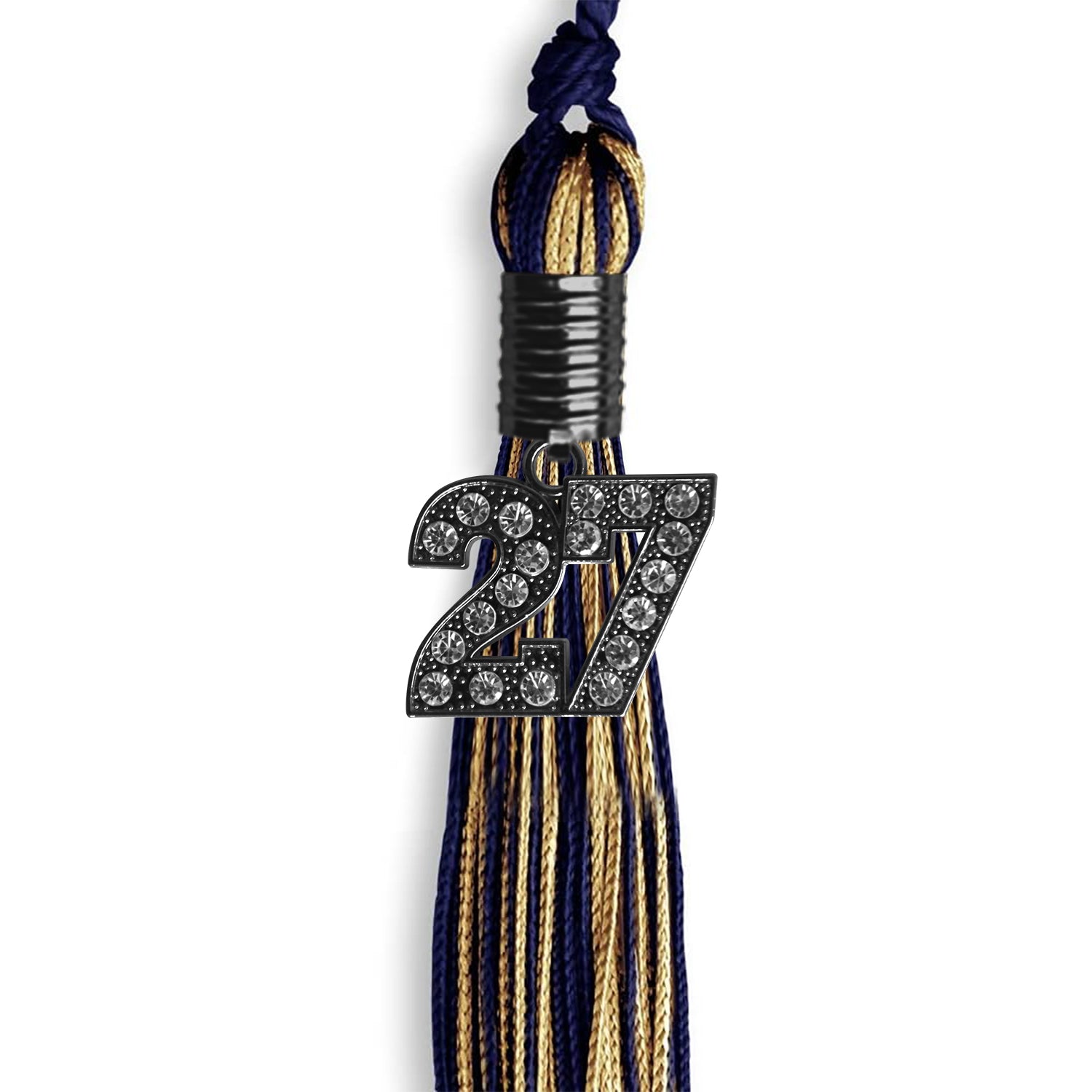 Navy Blue/Antique Gold Mixed Color Graduation Tassel with Black Date Drop - Endea Graduation