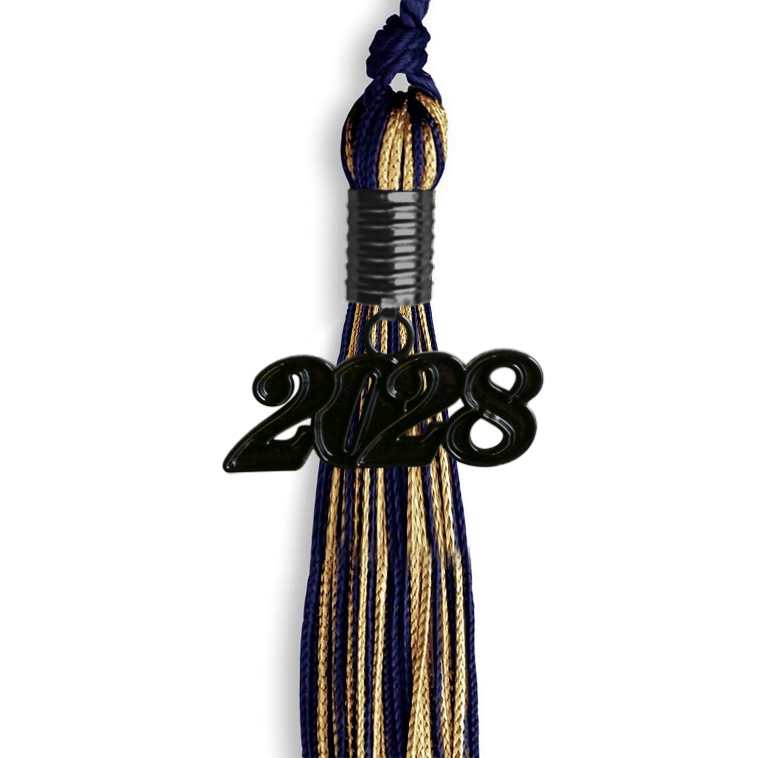 Navy Blue/Antique Gold Mixed Color Graduation Tassel with Black Date Drop - Endea Graduation