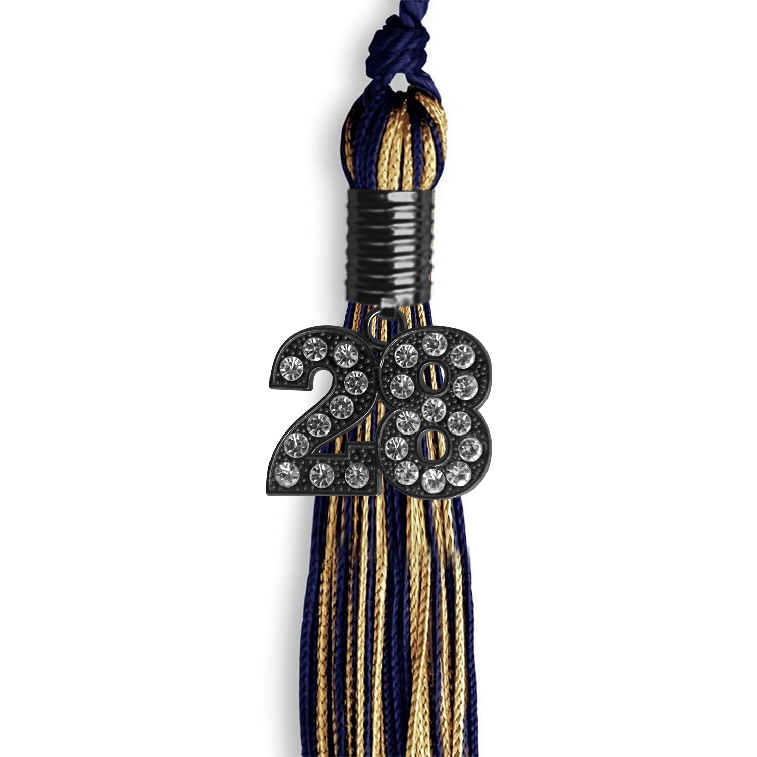 Navy Blue/Antique Gold Mixed Color Graduation Tassel with Black Date Drop - Endea Graduation