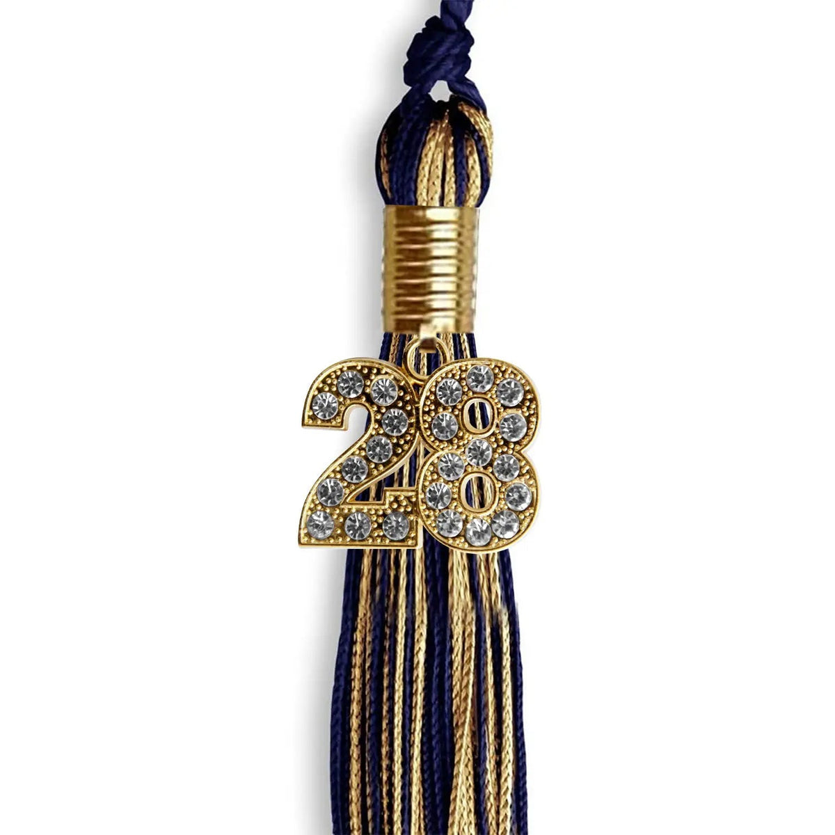 Navy Blue/Antique Gold Mixed Color Graduation Tassel with Gold Bling Charm - Endea Graduation