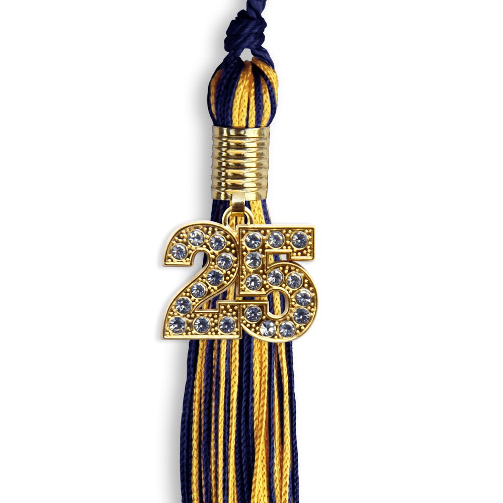 Navy Blue/Antique Gold Mixed Color Graduation Tassel with Gold Date Drop - Endea Graduation