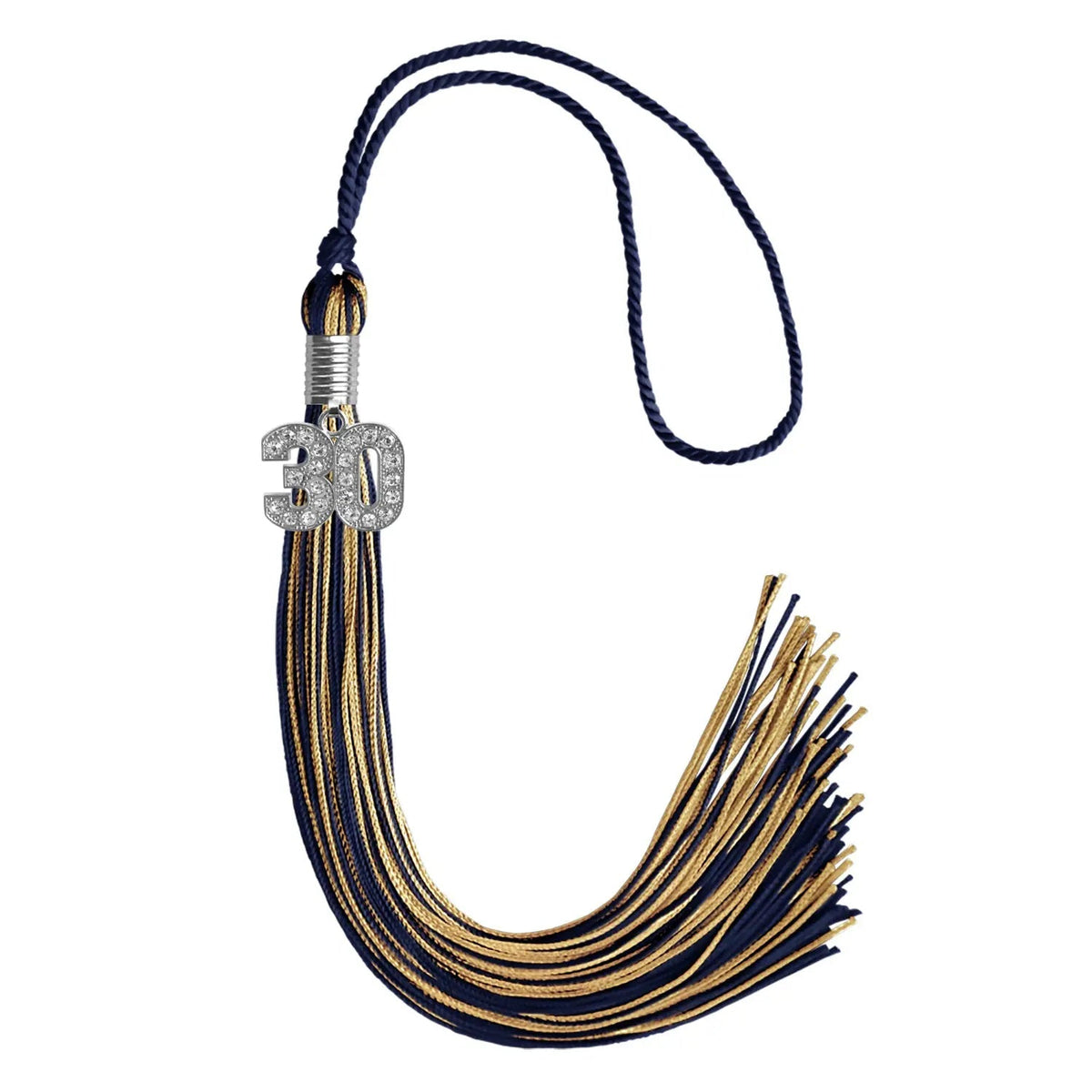 Navy Blue/Antique Gold Mixed Color Graduation Tassel with Silver Bling Charm - Endea Graduation