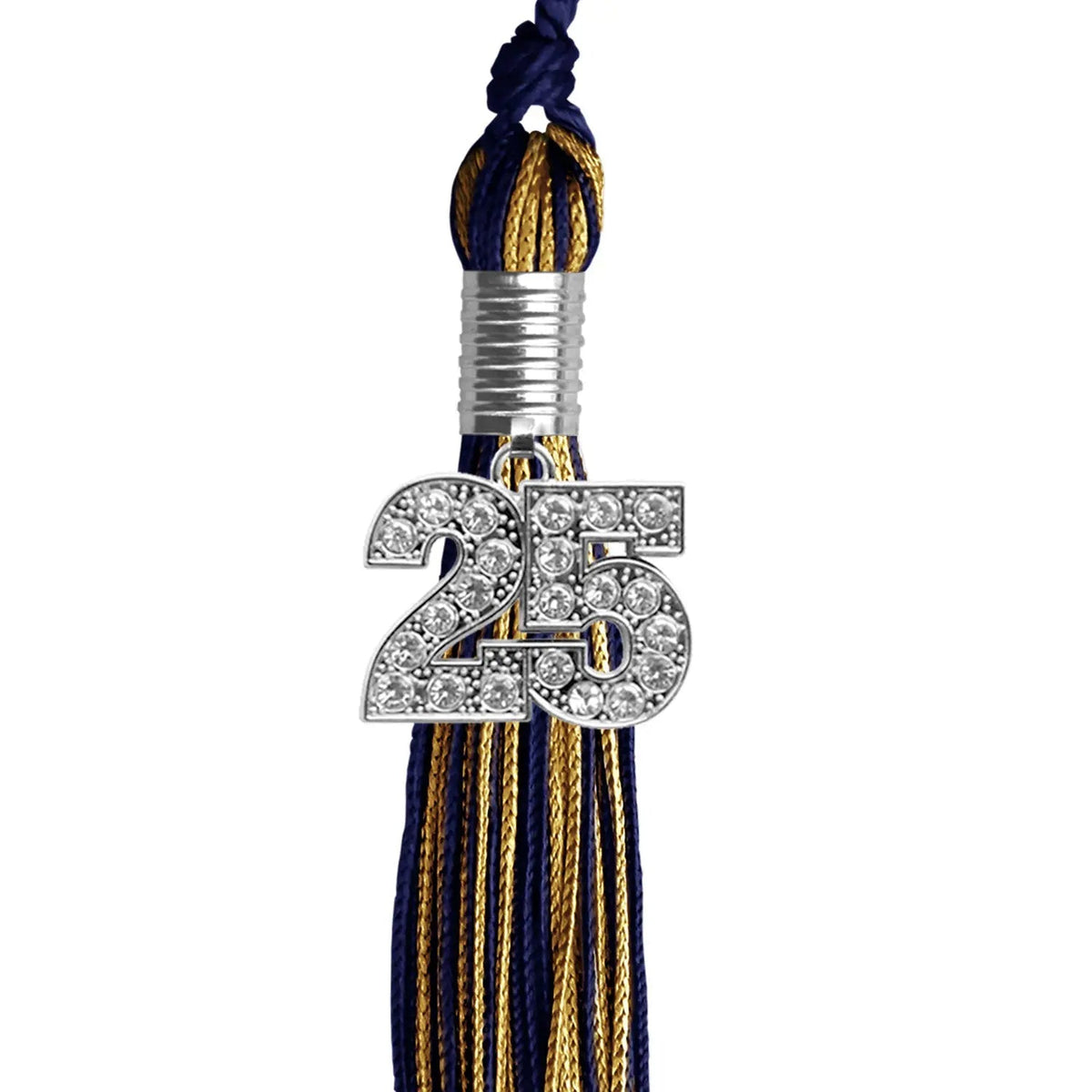 Navy Blue/Antique Gold Mixed Color Graduation Tassel with Silver Bling Charm - Endea Graduation
