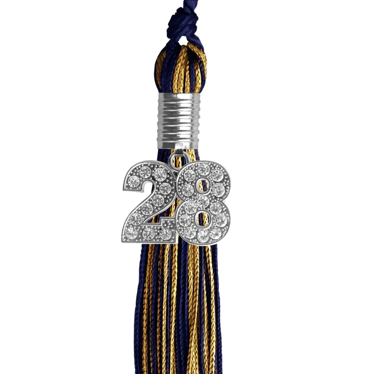Navy Blue/Antique Gold Mixed Color Graduation Tassel with Silver Bling Charm - Endea Graduation