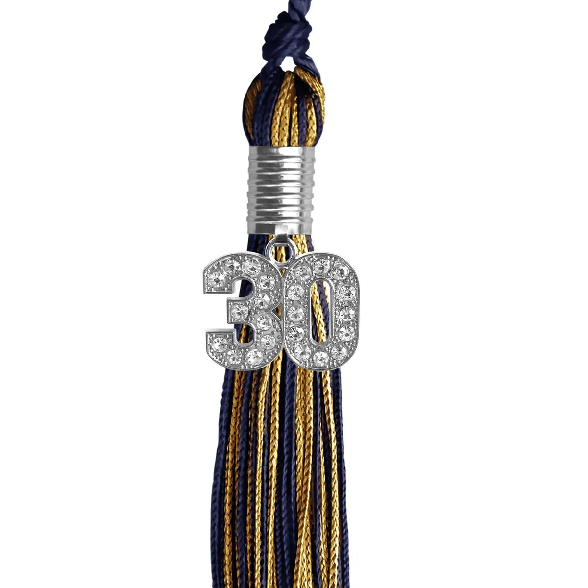 Navy Blue/Antique Gold Mixed Color Graduation Tassel with Silver Bling Charm - Endea Graduation