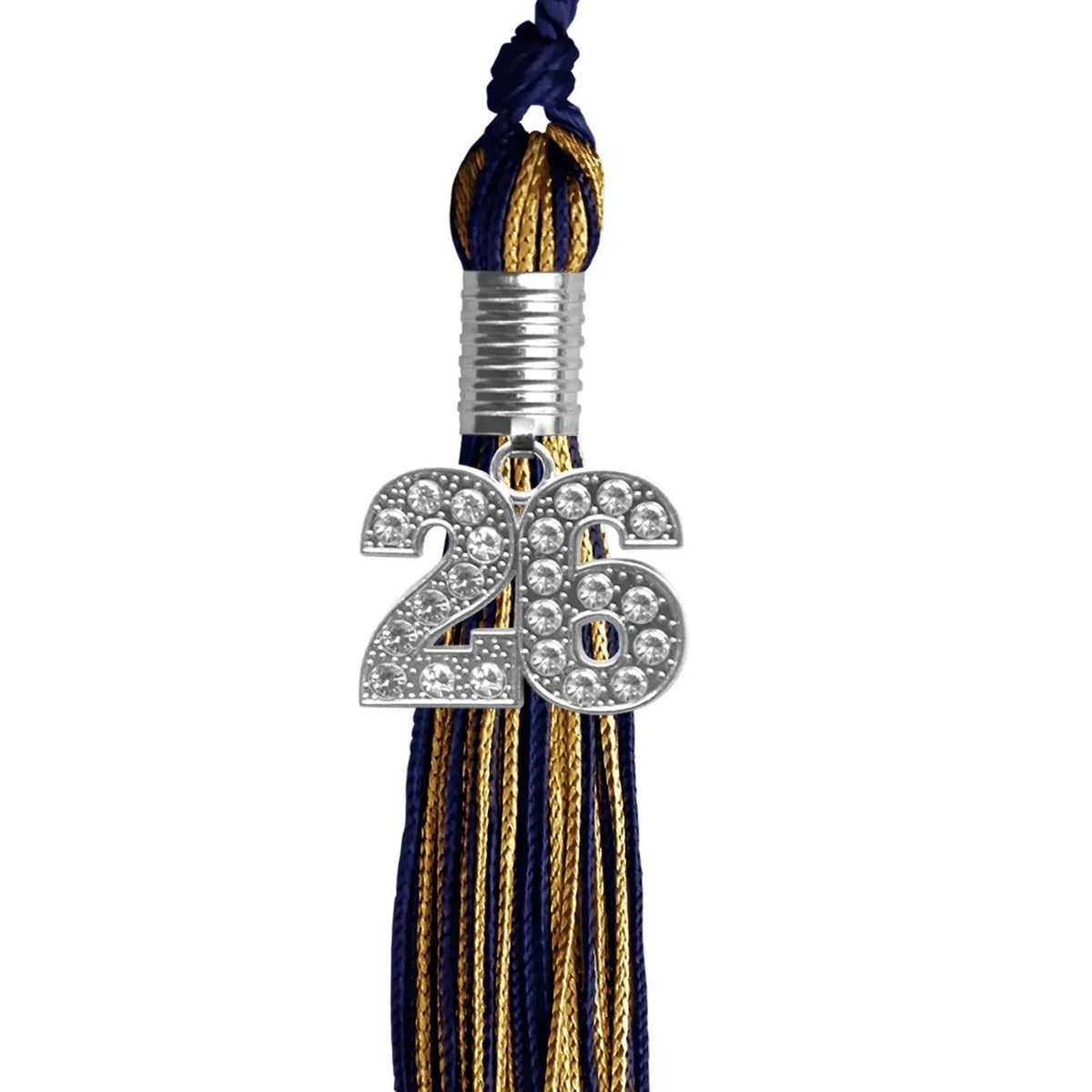 Navy Blue/Antique Gold Mixed Color Graduation Tassel with Silver Bling Charm - Endea Graduation