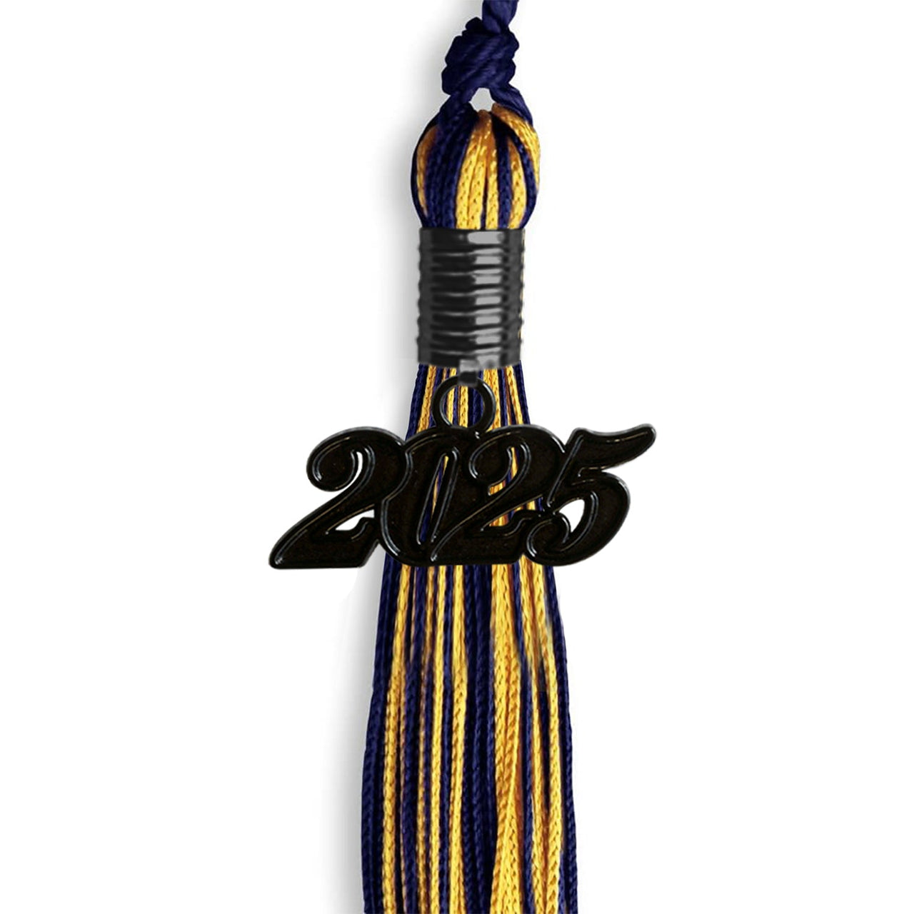 Navy Blue/Gold Mixed Color Graduation Tassel with Black Date Drop - Endea Graduation