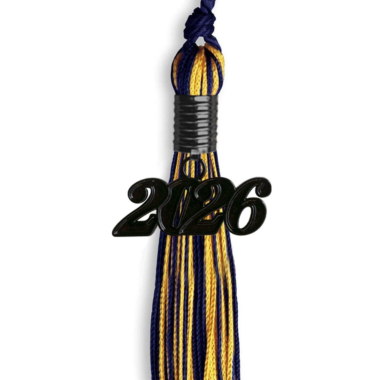 Navy Blue/Gold Mixed Color Graduation Tassel with Black Date Drop - Endea Graduation
