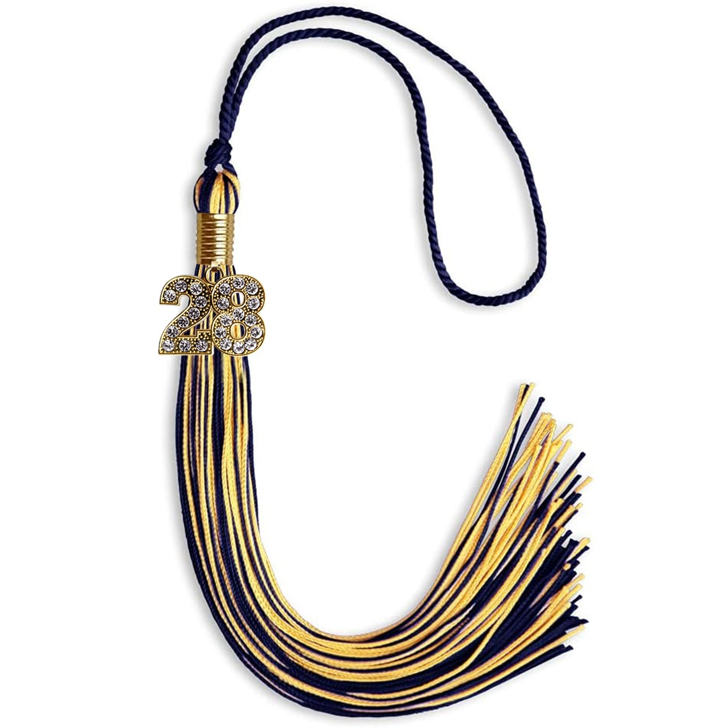 Navy Blue/Gold Mixed Color Graduation Tassel with Gold Date Drop - Endea Graduation