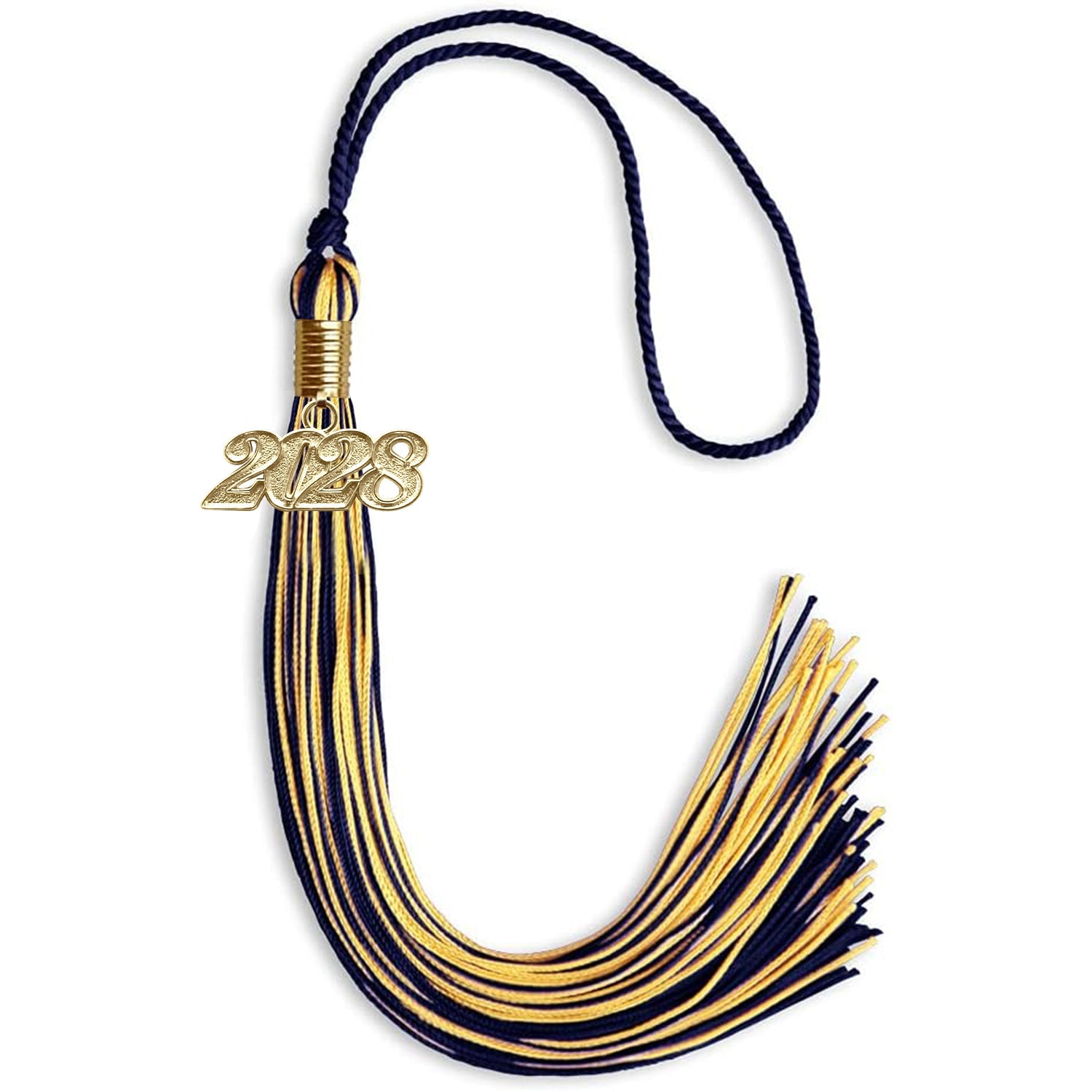 Navy Blue/Gold Mixed Color Graduation Tassel with Gold Date Drop - Endea Graduation