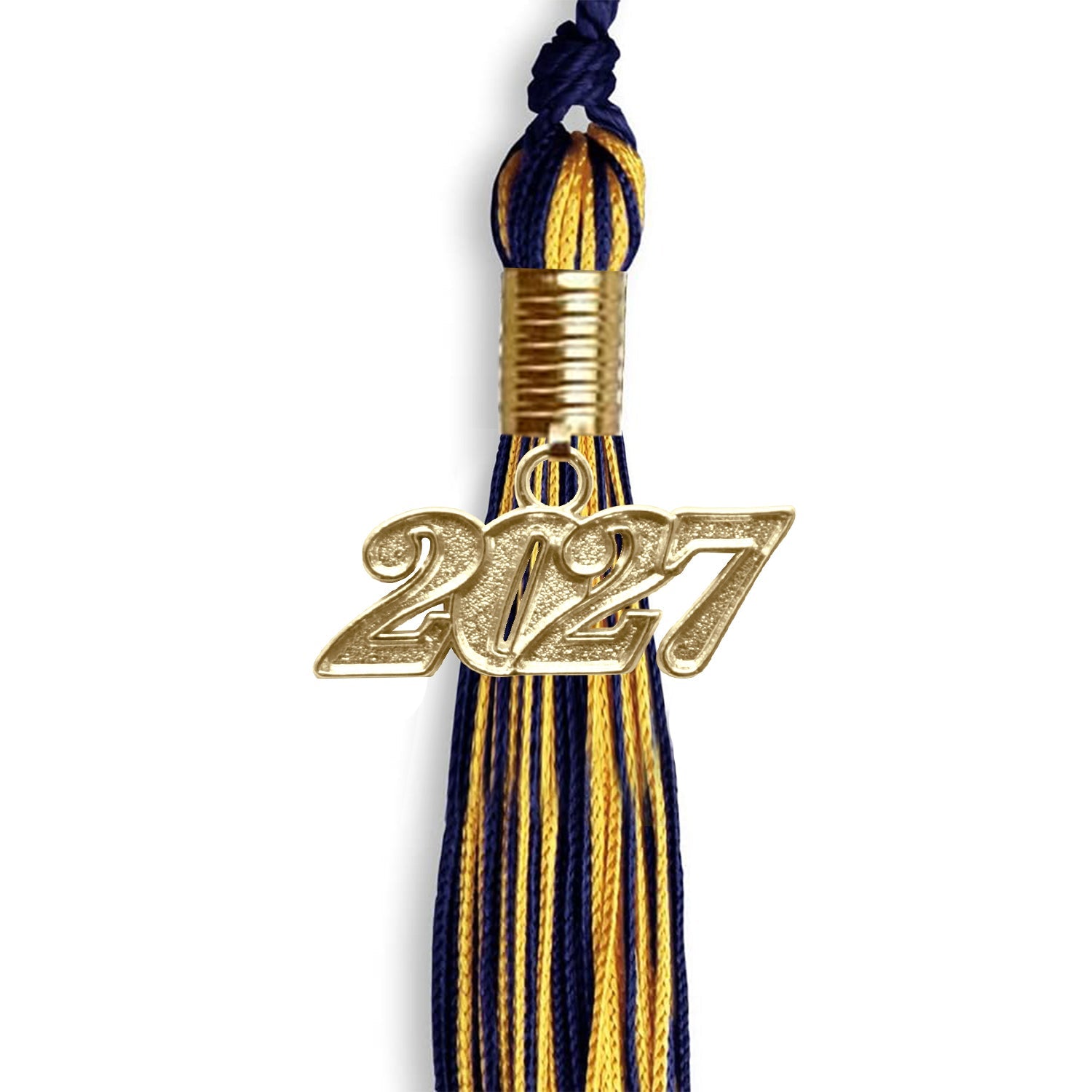 Navy Blue/Gold Mixed Color Graduation Tassel with Gold Date Drop - Endea Graduation