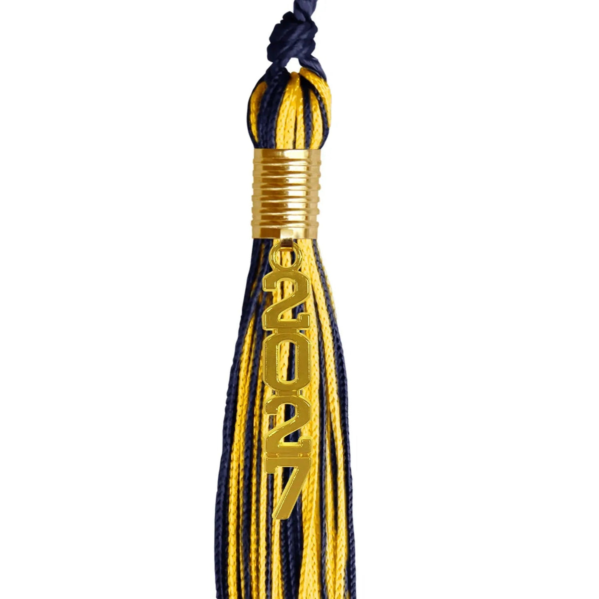Navy Blue/Gold Mixed Color Graduation Tassel with Gold Stacked Date Drop - Endea Graduation