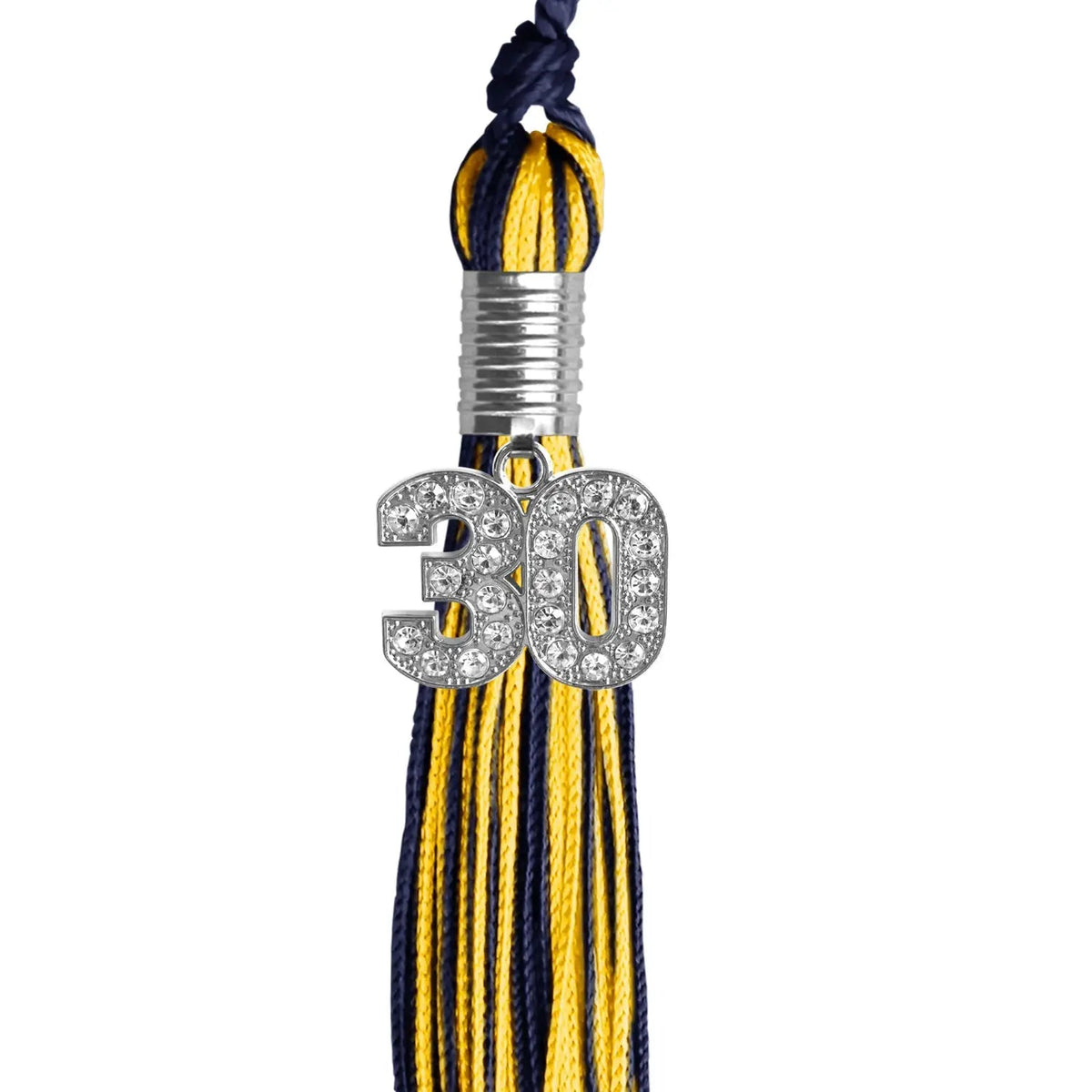 Navy Blue/Gold Mixed Color Graduation Tassel with Silver Bling Charm - Endea Graduation