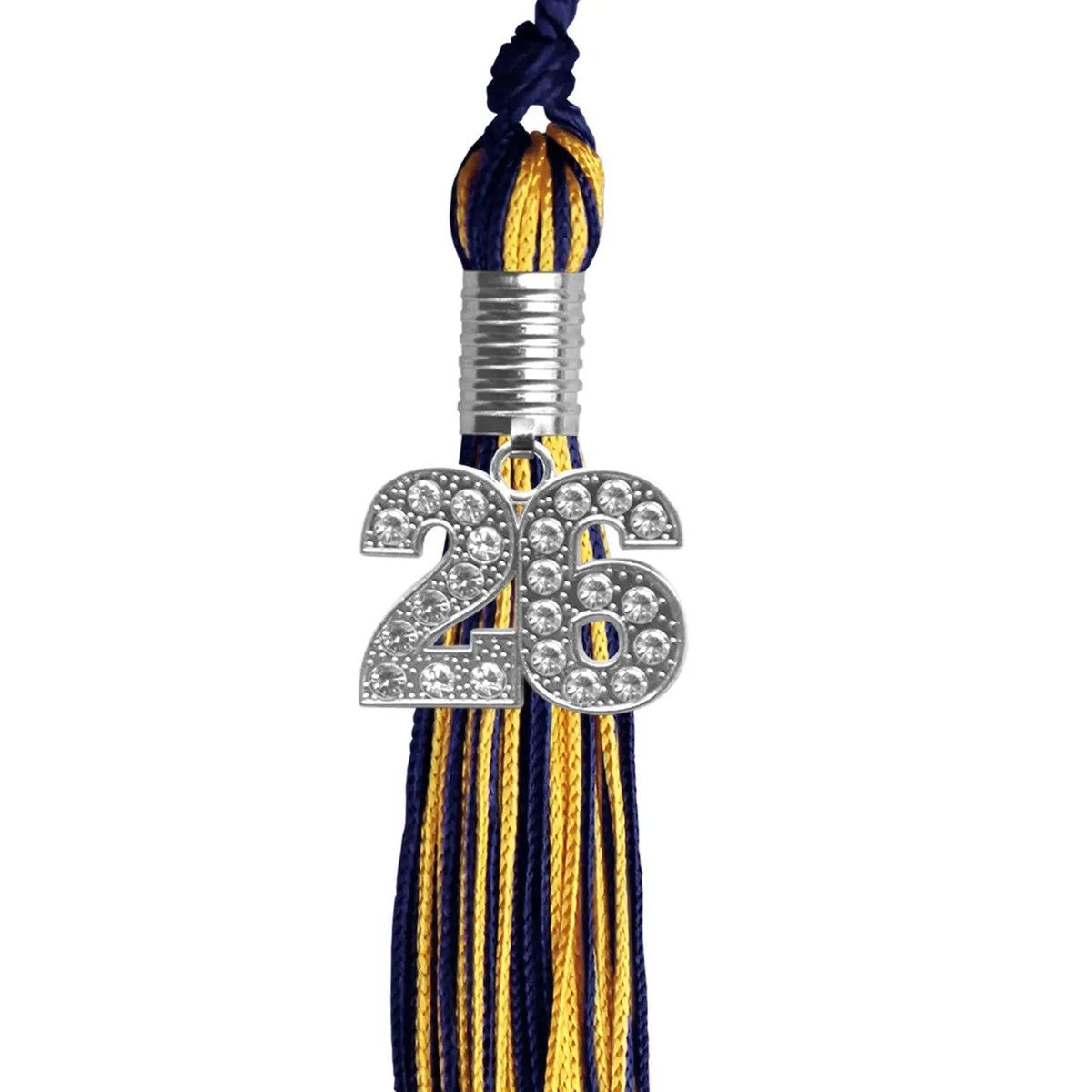 Navy Blue/Gold Mixed Color Graduation Tassel with Silver Bling Charm - Endea Graduation