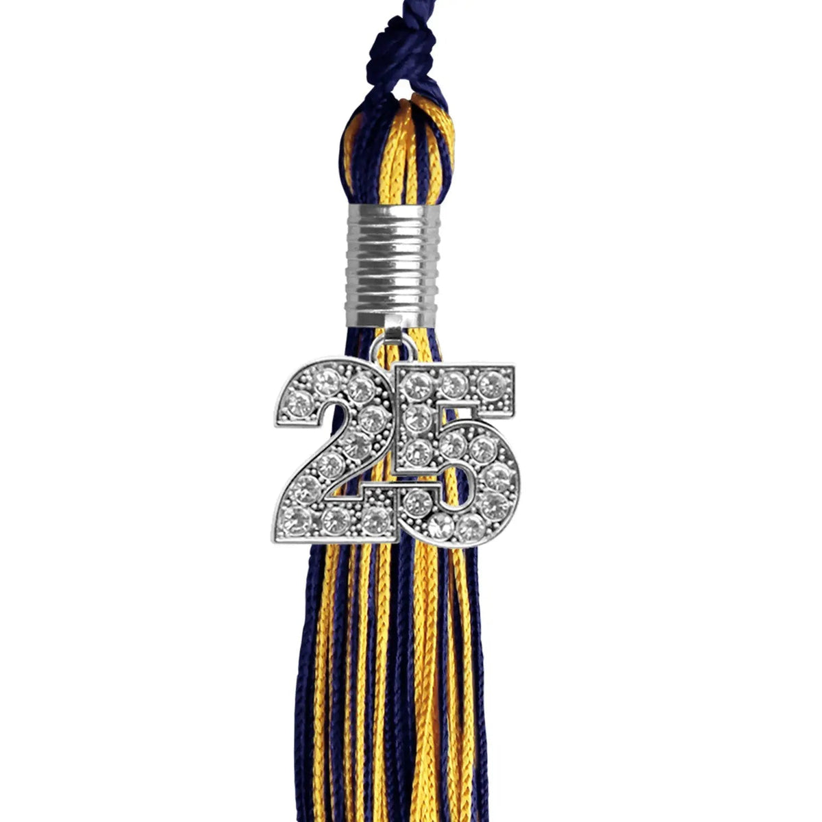 Navy Blue/Gold Mixed Color Graduation Tassel with Silver Bling Charm - Endea Graduation