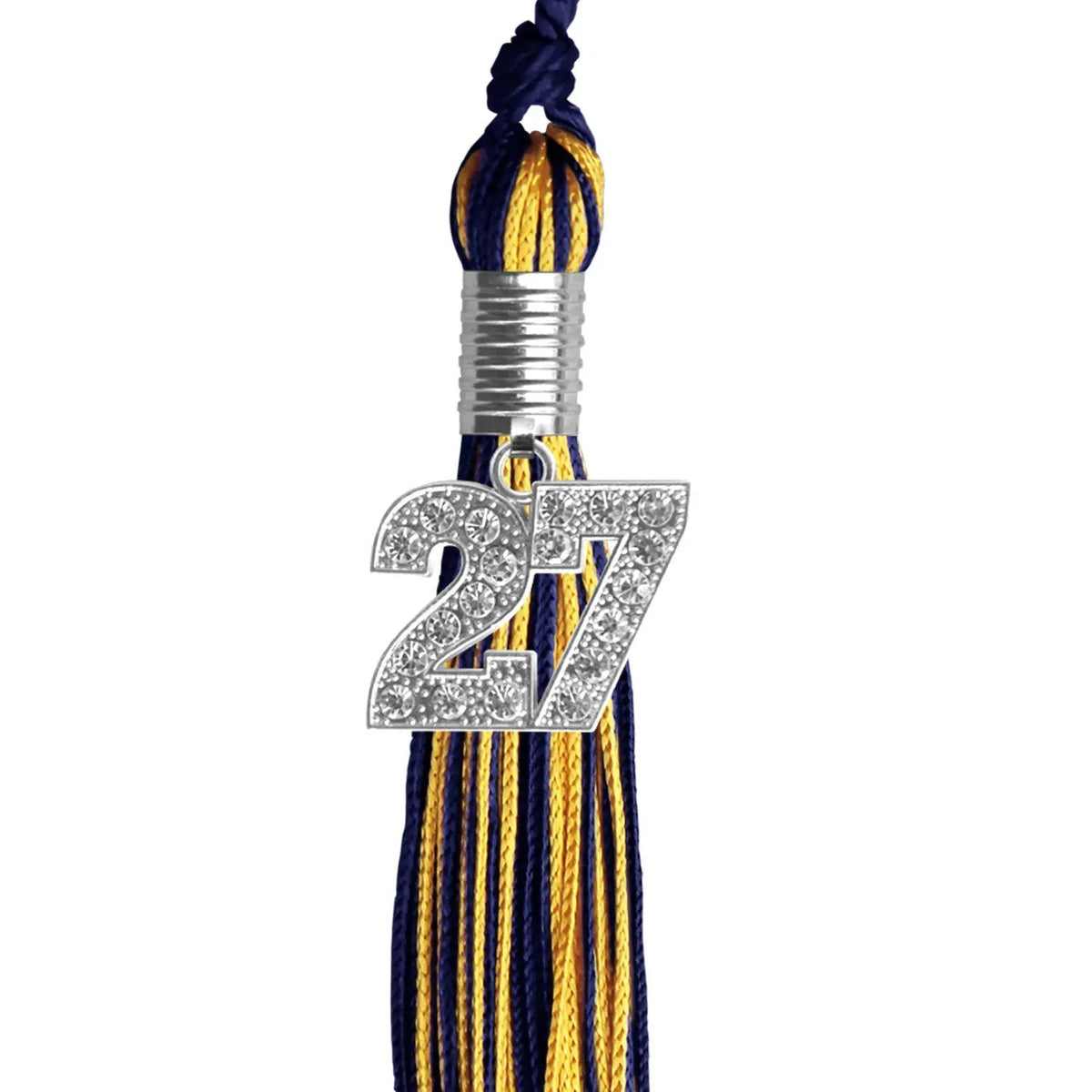 Navy Blue/Gold Mixed Color Graduation Tassel with Silver Bling Charm - Endea Graduation