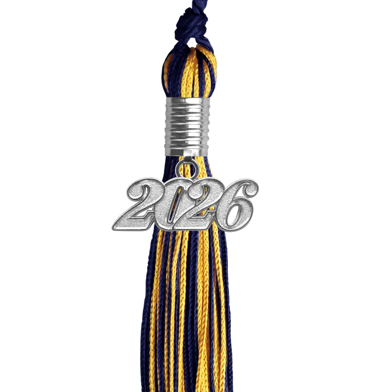 Navy Blue/Gold Mixed Color Graduation Tassel with Silver Date Drop - Endea Graduation