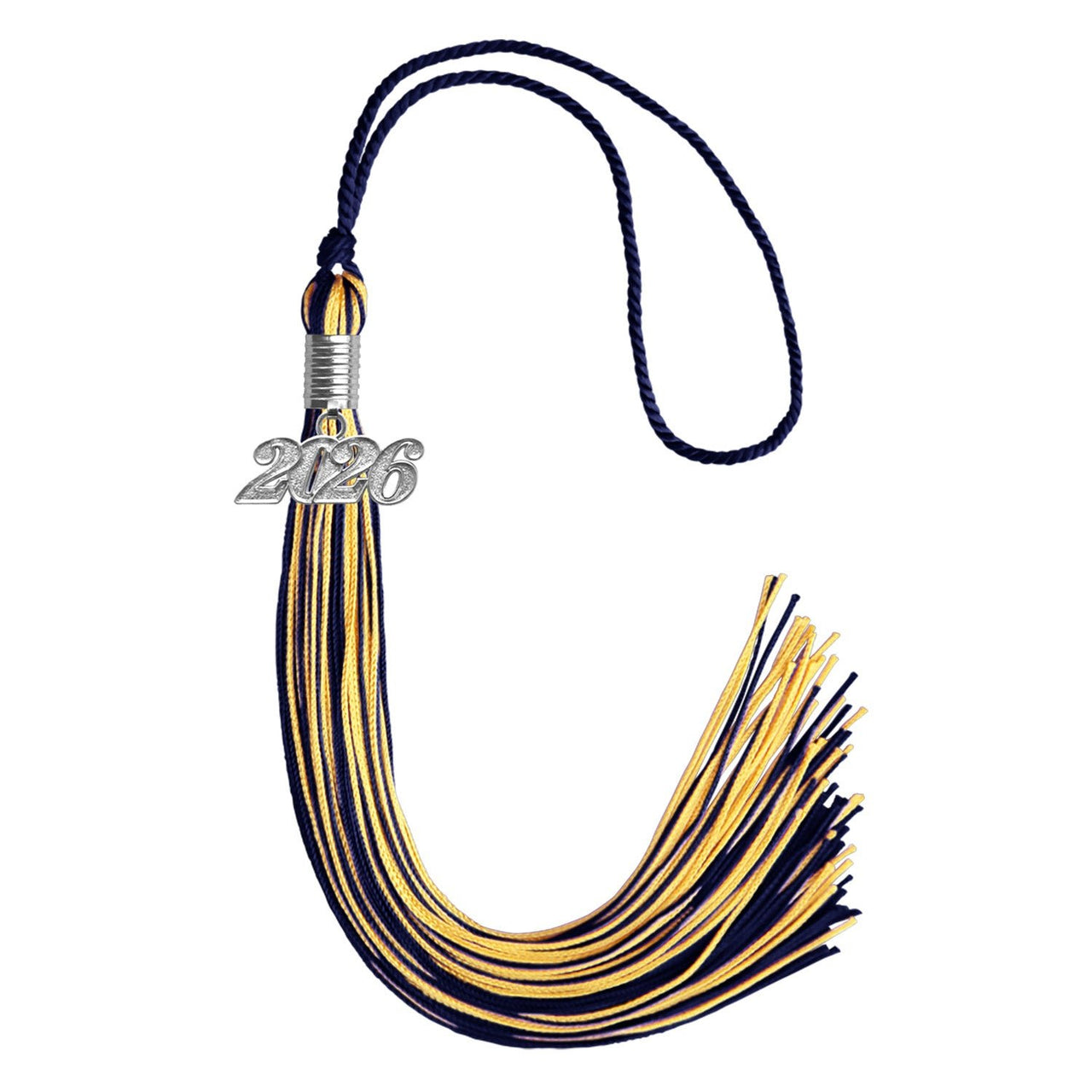 Navy Blue/Gold Mixed Color Graduation Tassel with Silver Date Drop - Endea Graduation