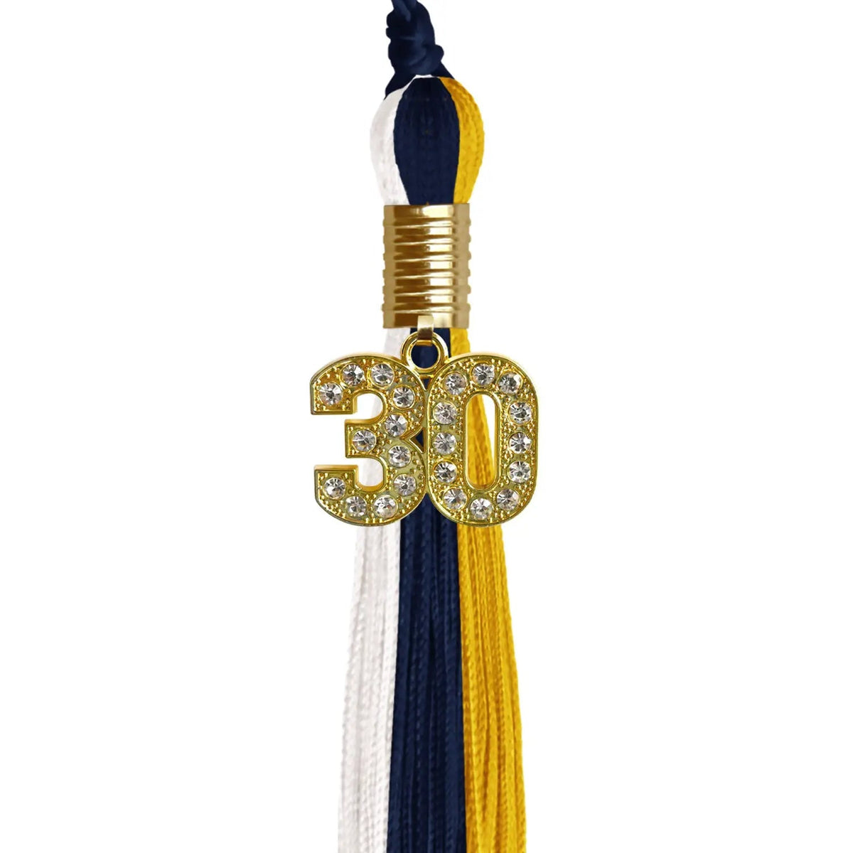 Navy Blue/Gold/White Graduation Tassel with Gold Bling Charm - Endea Graduation