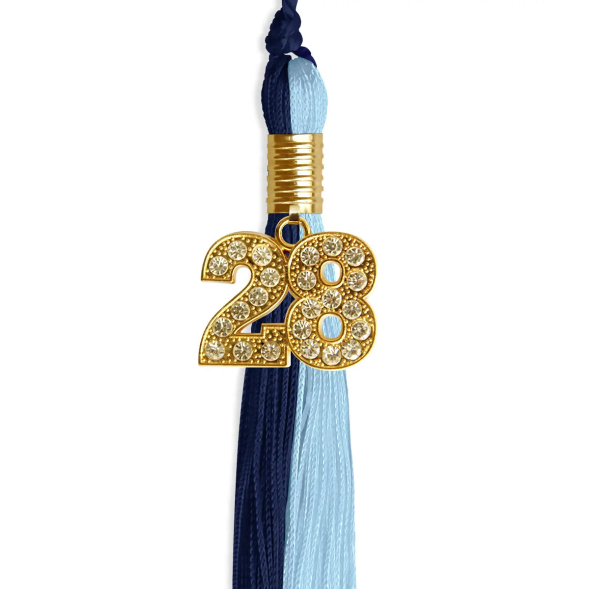 Navy Blue/Light Blue Graduation Tassel with Gold Bling Charm - Endea Graduation