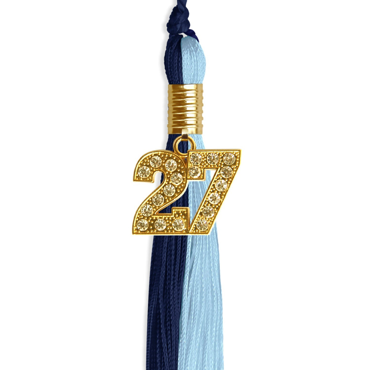 Navy Blue/Light Blue Graduation Tassel with Gold Bling Charm - Endea Graduation