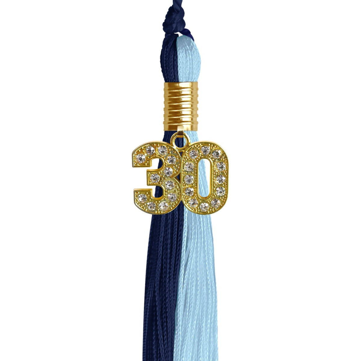 Navy Blue/Light Blue Graduation Tassel with Gold Bling Charm - Endea Graduation