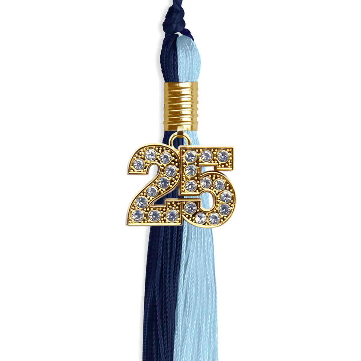 Navy Blue/Light Blue Graduation Tassel with Gold Bling Charm - Endea Graduation