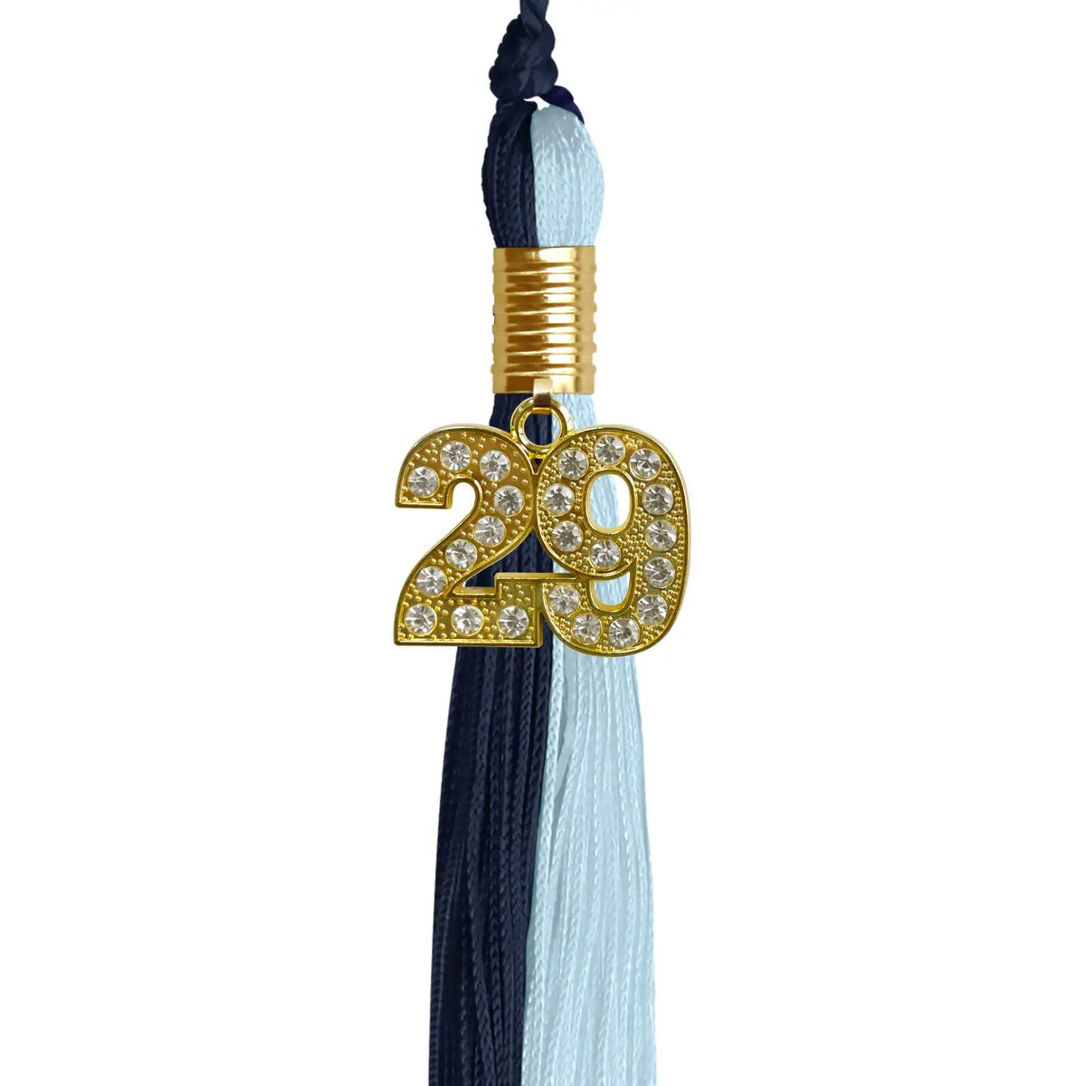 Navy Blue/Light Blue Graduation Tassel with Gold Bling Charm - Endea Graduation