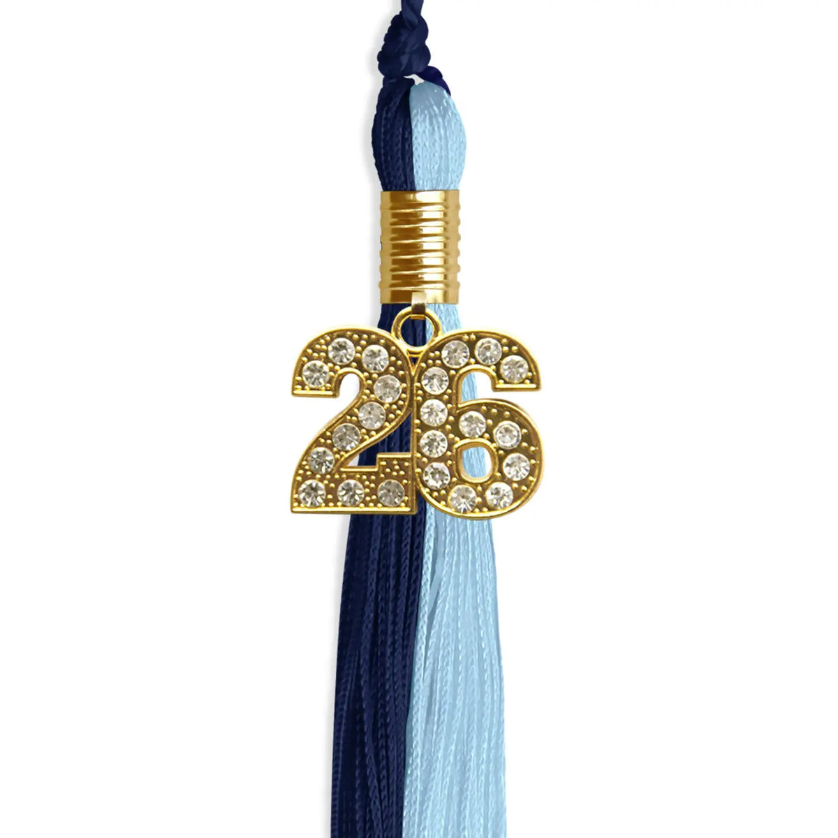 Navy Blue/Light Blue Graduation Tassel with Gold Bling Charm - Endea Graduation
