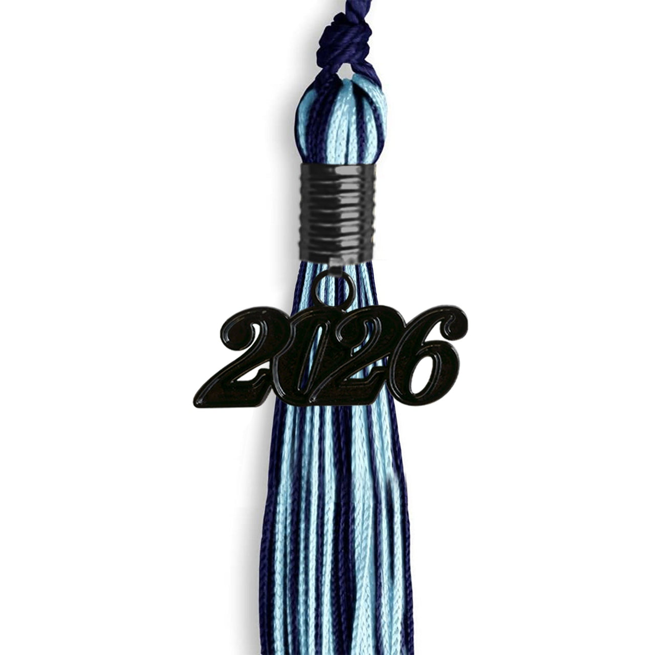 Navy Blue/Light Blue Mixed Color Graduation Tassel with Black Date Drop - Endea Graduation