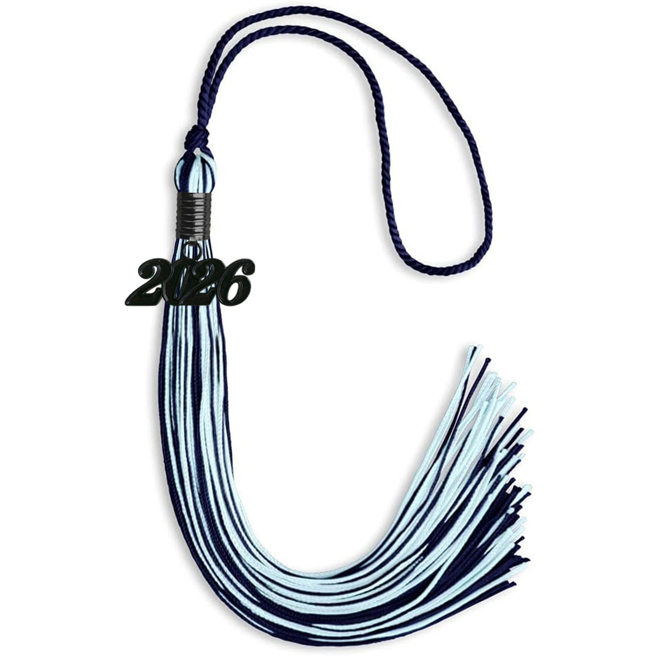 Navy Blue/Light Blue Mixed Color Graduation Tassel with Black Date Drop - Endea Graduation