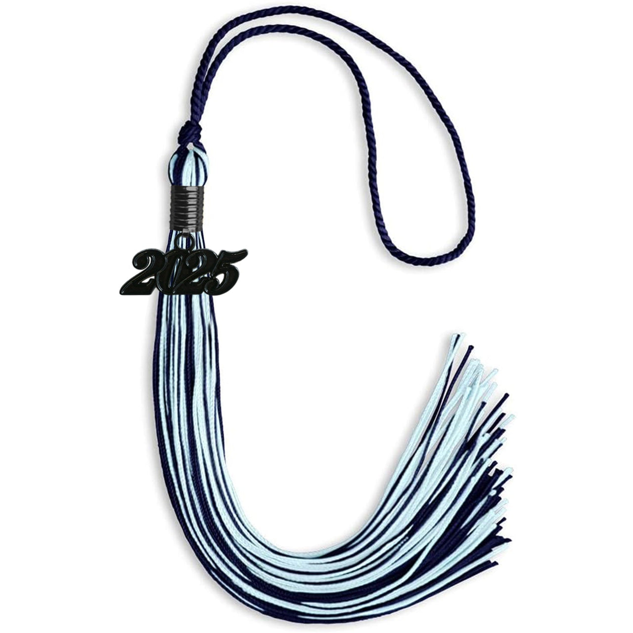 Navy Blue/Light Blue Mixed Color Graduation Tassel with Black Date Drop - Endea Graduation