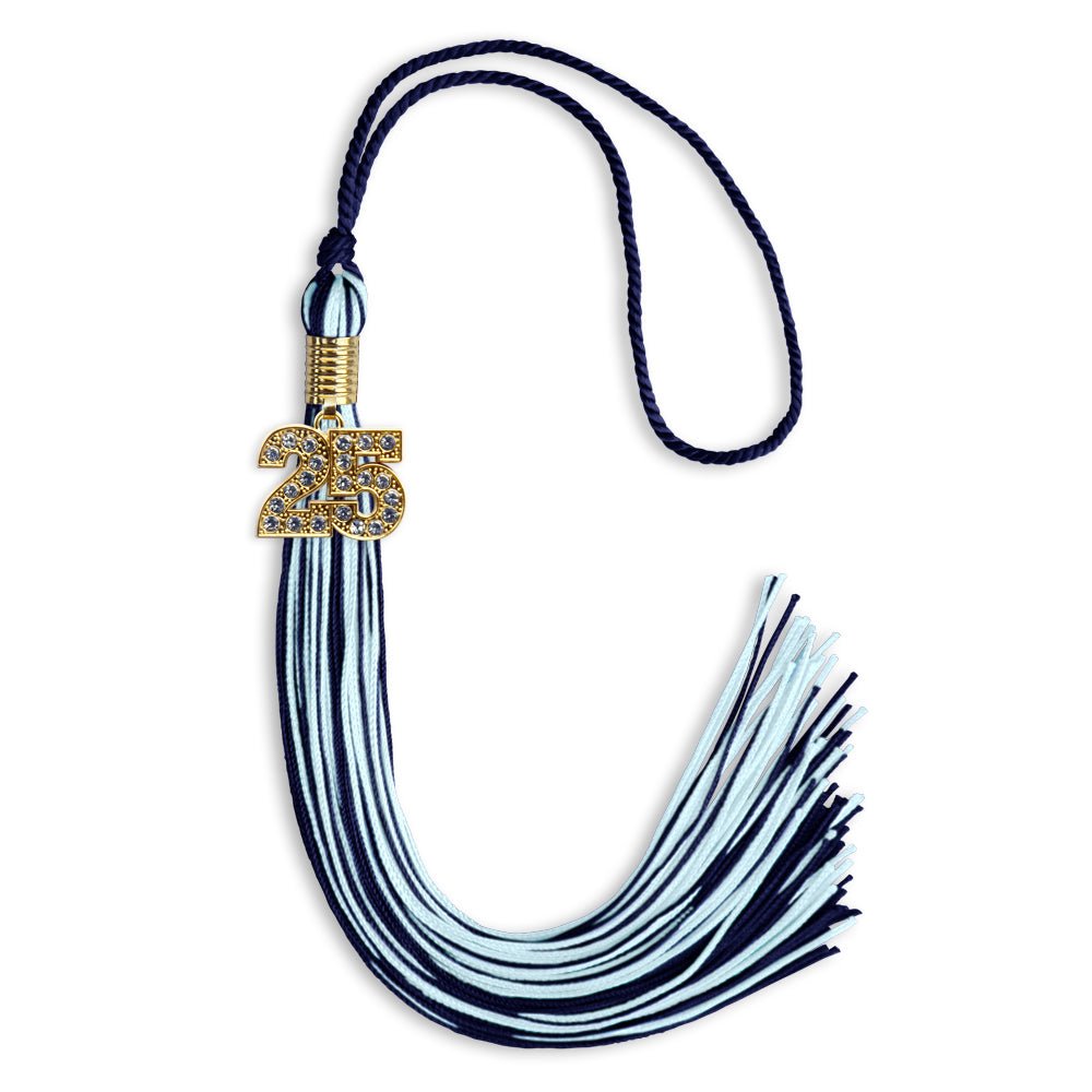 Navy Blue/Light Blue Mixed Color Graduation Tassel with Gold Date Drop - Endea Graduation