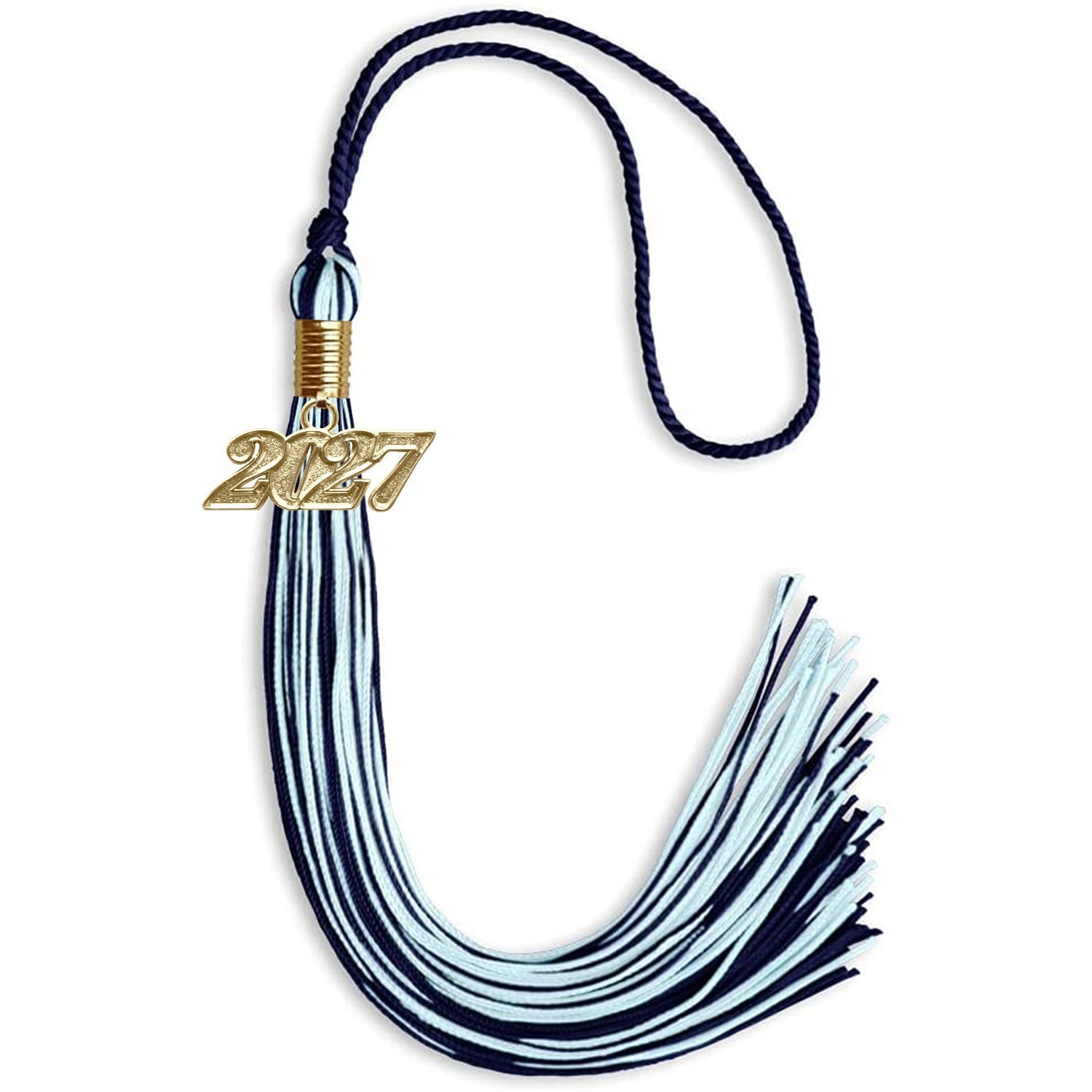 Navy Blue/Light Blue Mixed Color Graduation Tassel with Gold Date Drop - Endea Graduation