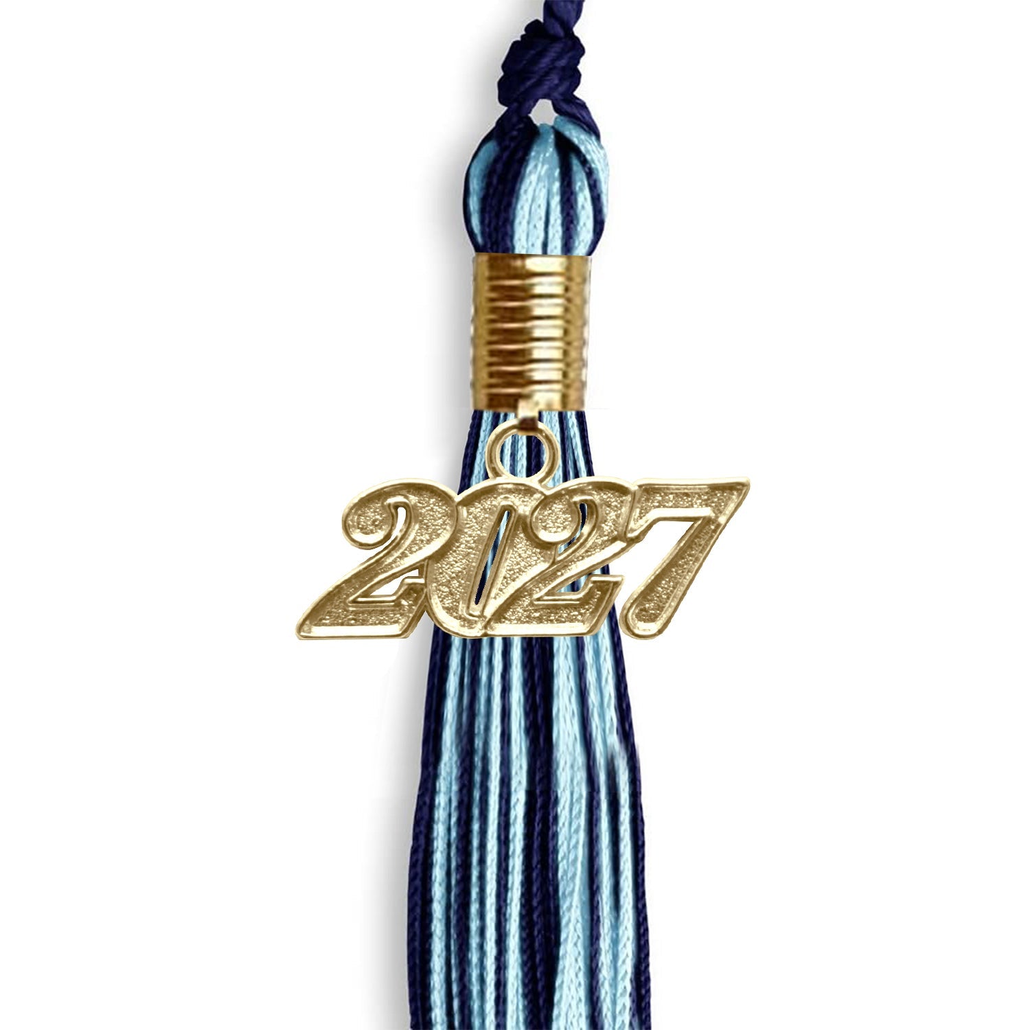 Navy Blue/Light Blue Mixed Color Graduation Tassel with Gold Date Drop - Endea Graduation