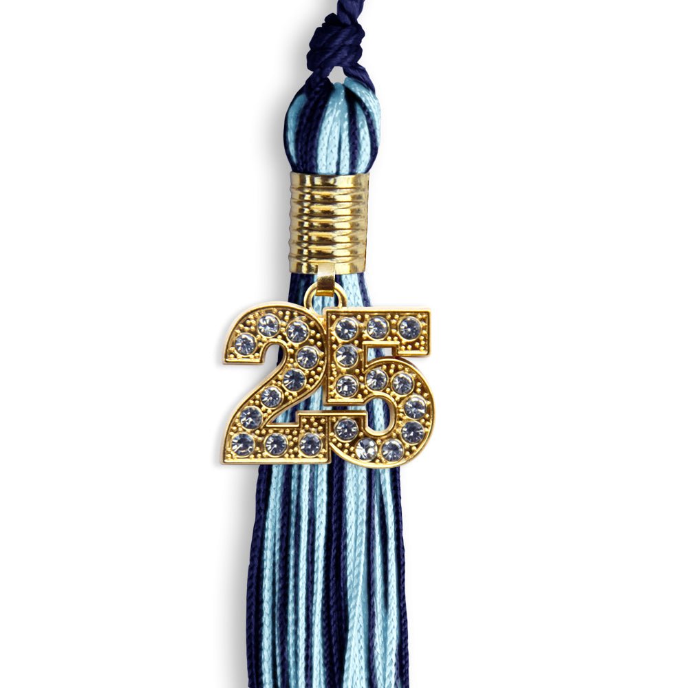 Navy Blue/Light Blue Mixed Color Graduation Tassel with Gold Date Drop - Endea Graduation