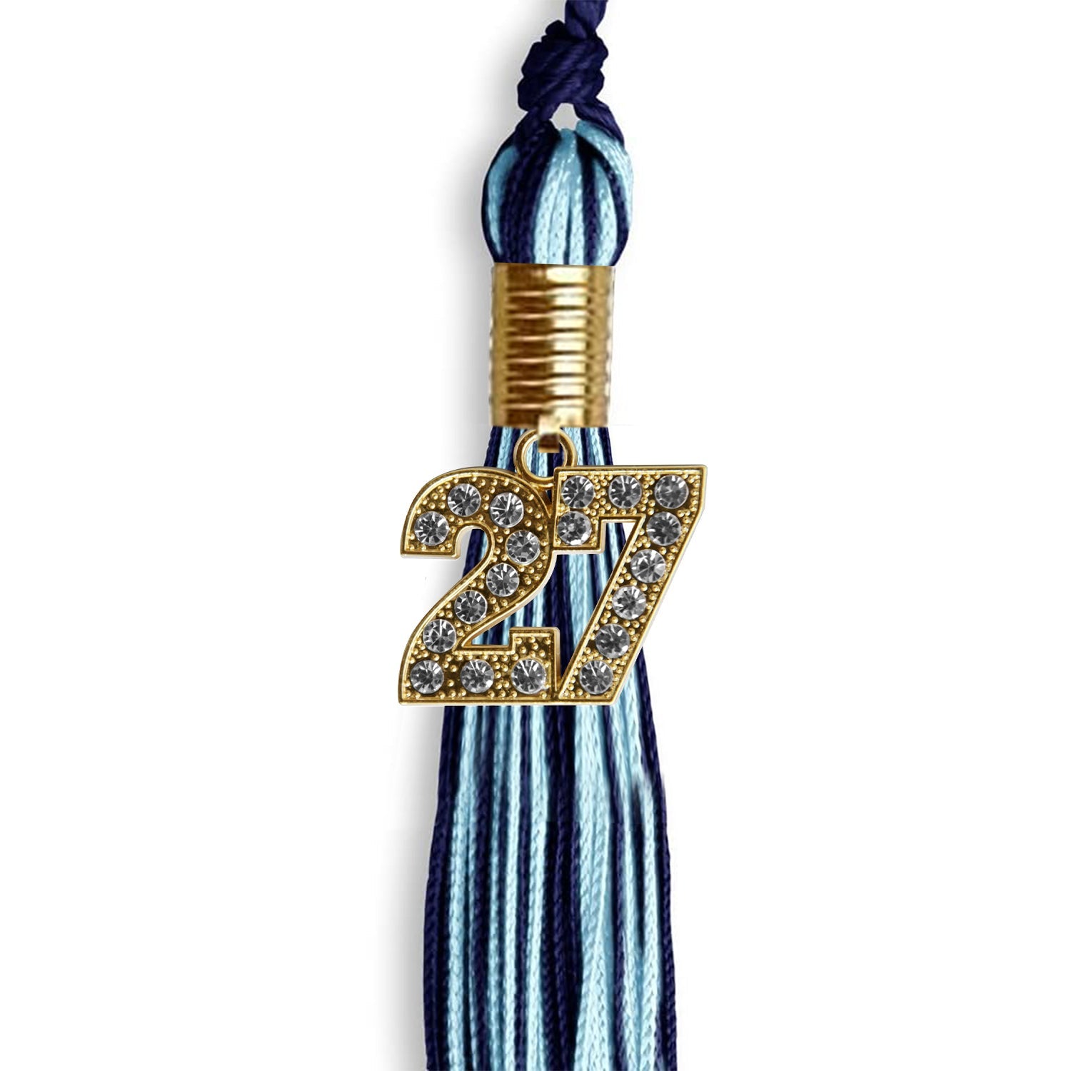 Navy Blue/Light Blue Mixed Color Graduation Tassel with Gold Date Drop - Endea Graduation