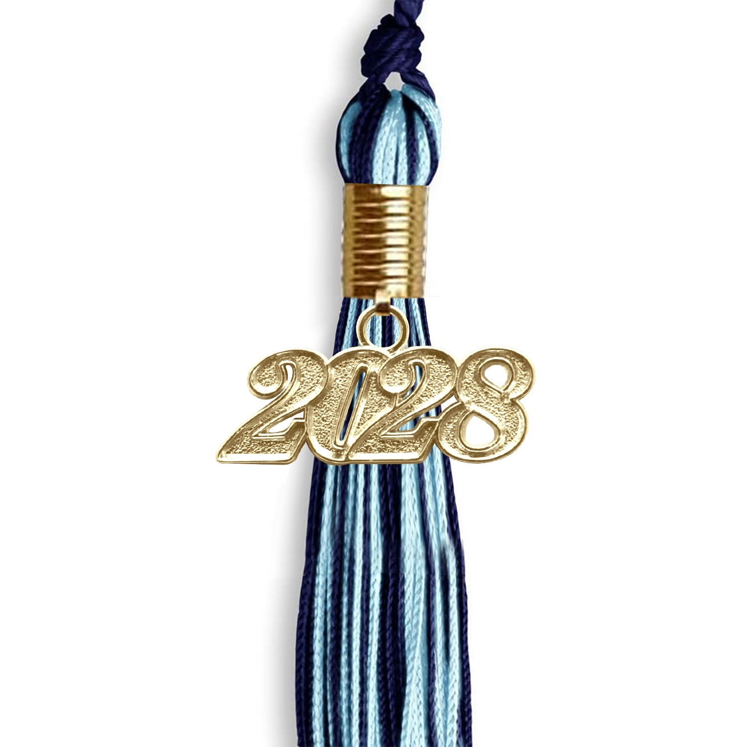 Navy Blue/Light Blue Mixed Color Graduation Tassel with Gold Date Drop - Endea Graduation