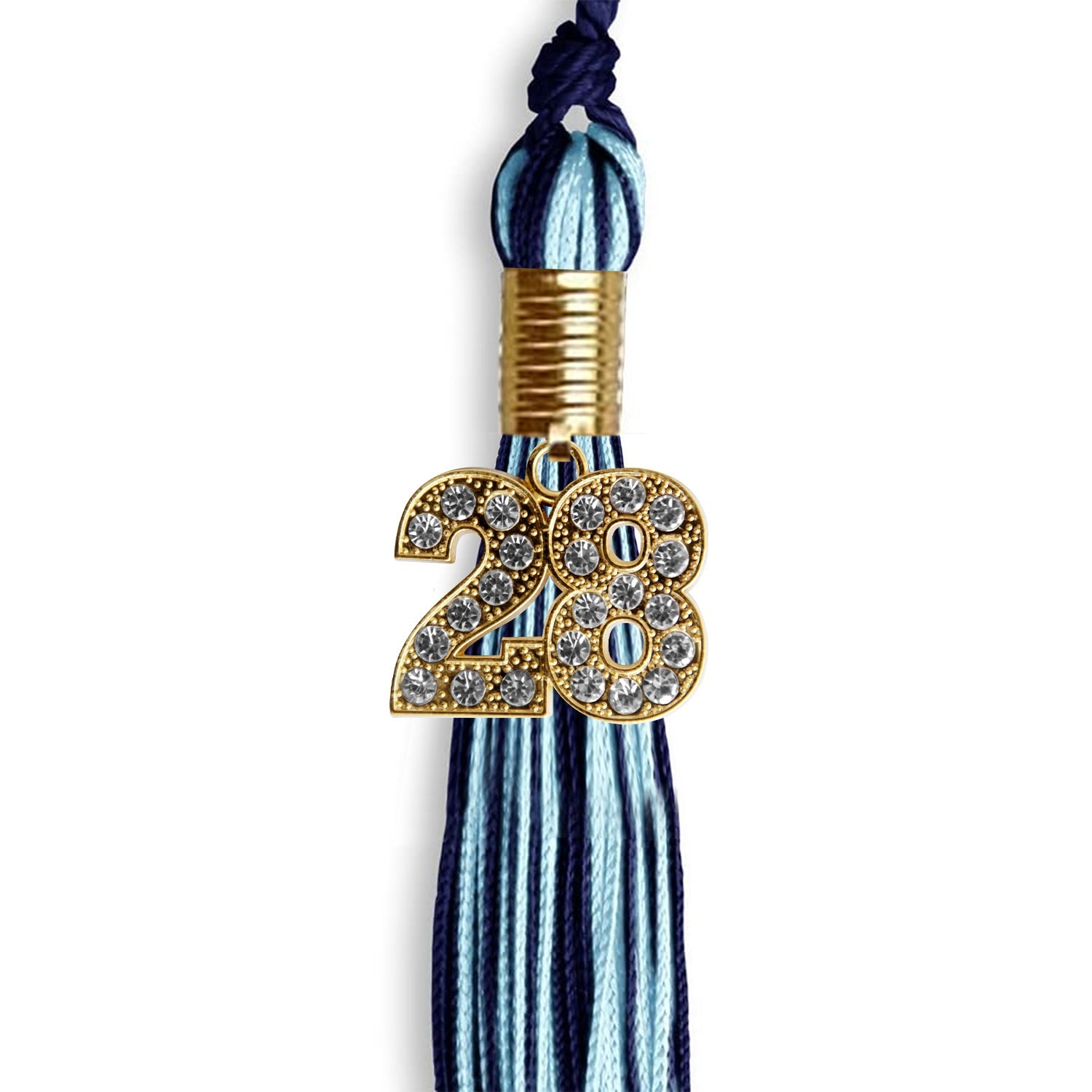 Navy Blue/Light Blue Mixed Color Graduation Tassel with Gold Date Drop - Endea Graduation