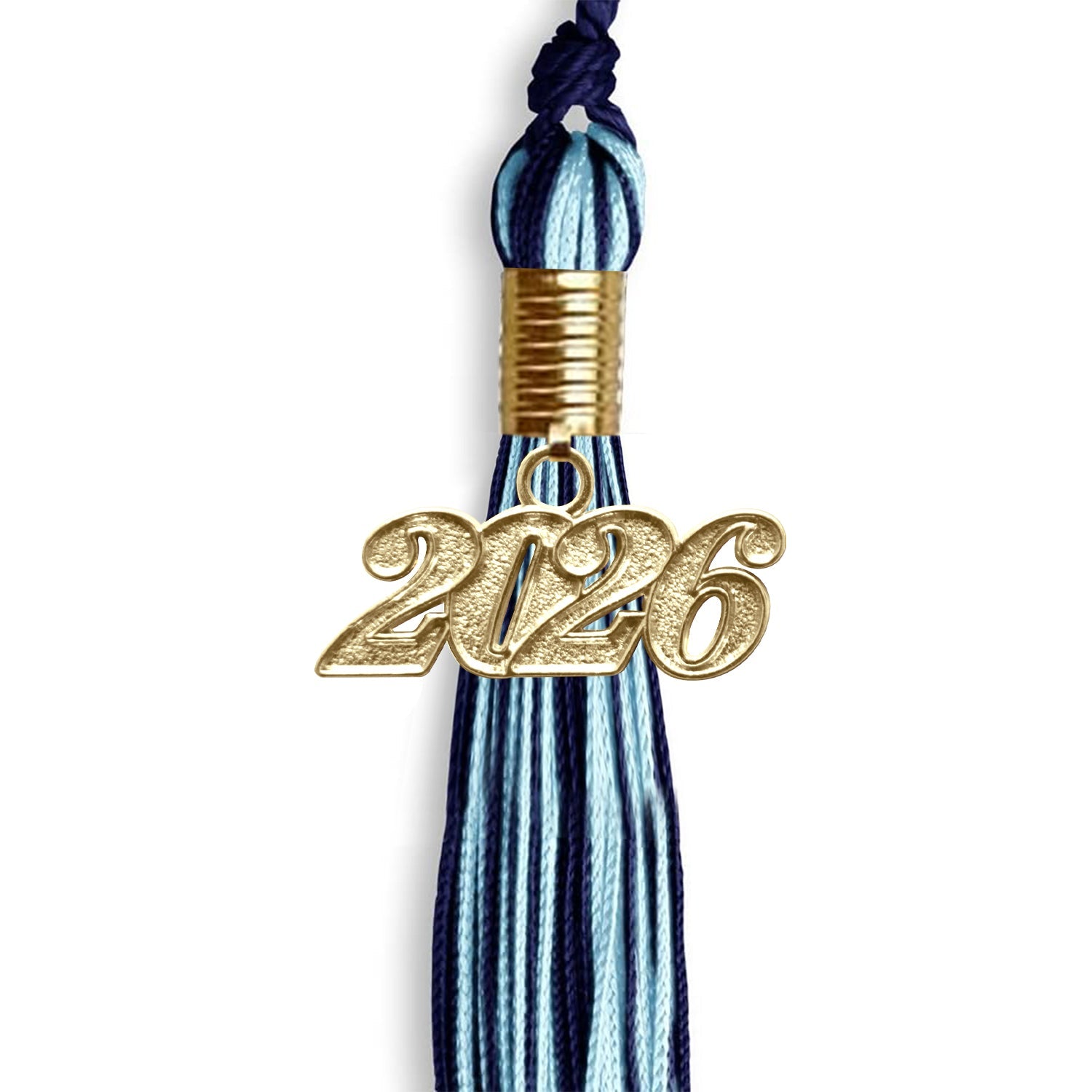 Navy Blue/Light Blue Mixed Color Graduation Tassel with Gold Date Drop - Endea Graduation