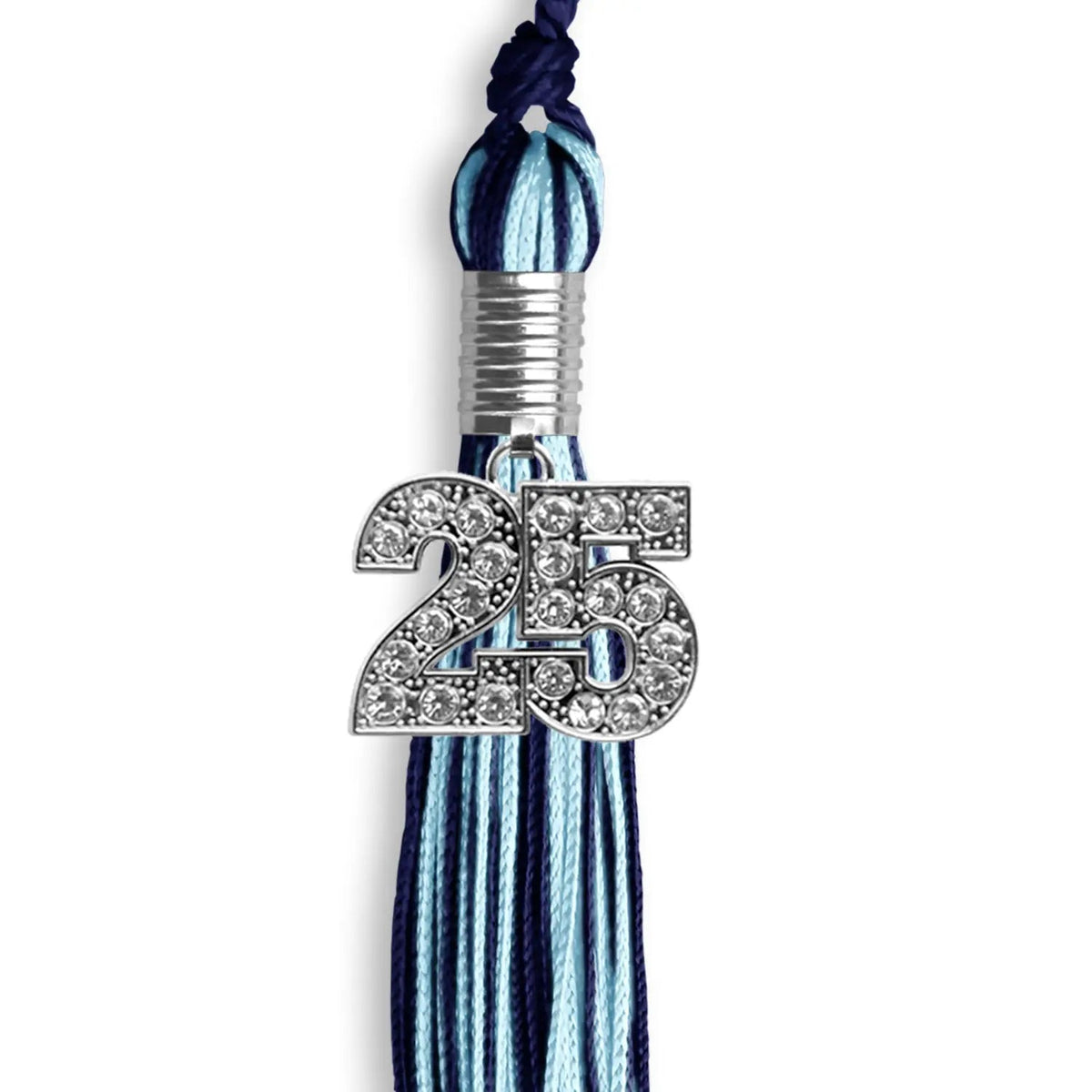 Navy Blue/Light Blue Mixed Color Graduation Tassel with Silver Bling Charm - Endea Graduation