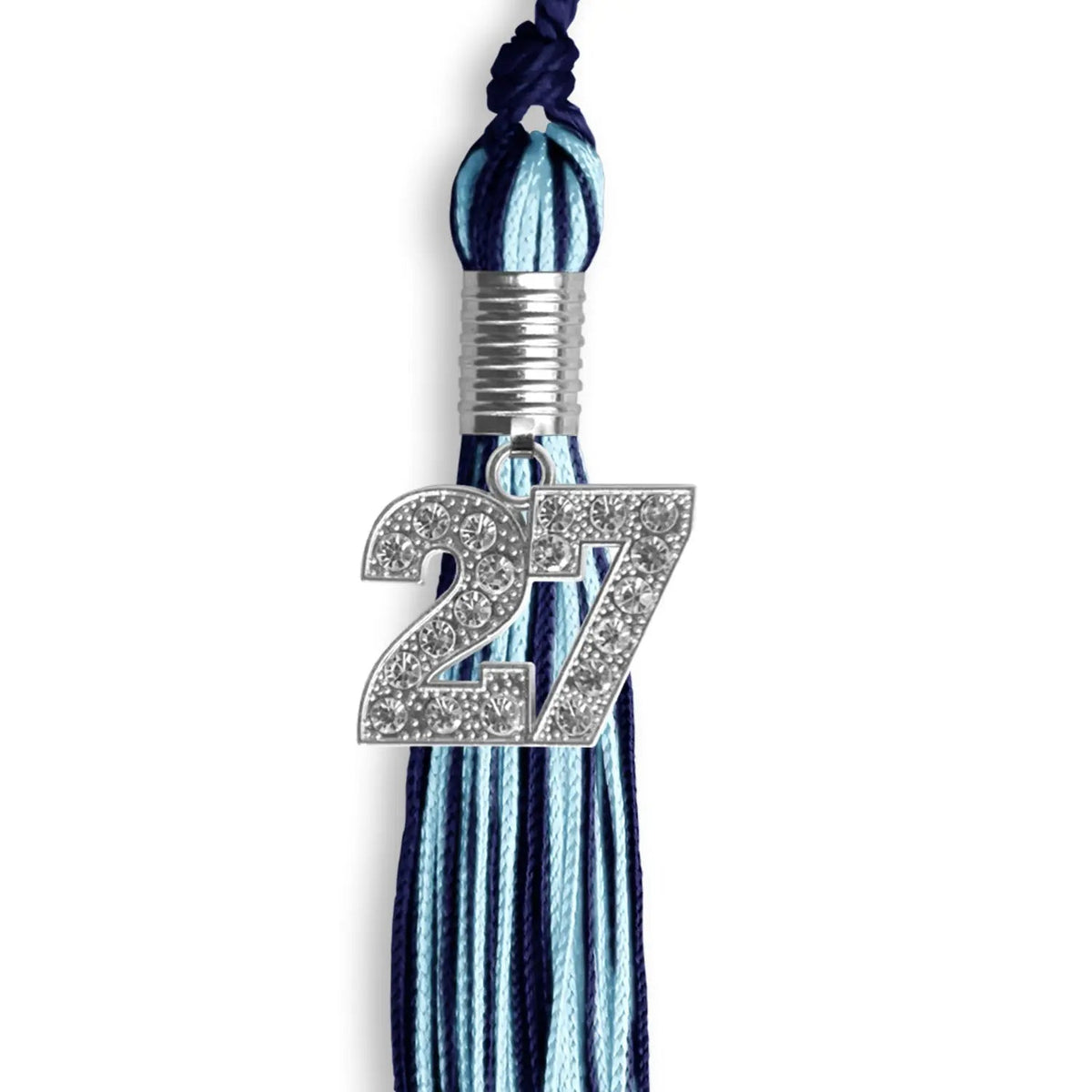 Navy Blue/Light Blue Mixed Color Graduation Tassel with Silver Bling Charm - Endea Graduation