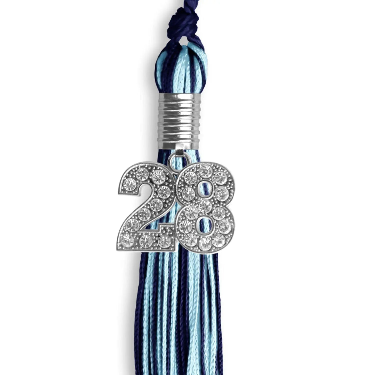Navy Blue/Light Blue Mixed Color Graduation Tassel with Silver Bling Charm - Endea Graduation