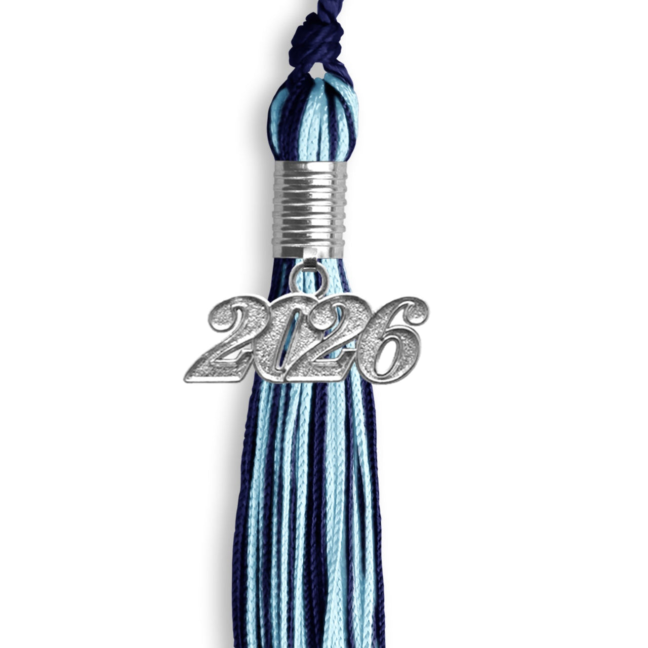 Navy Blue/Light Blue Mixed Color Graduation Tassel with Silver Date Drop - Endea Graduation
