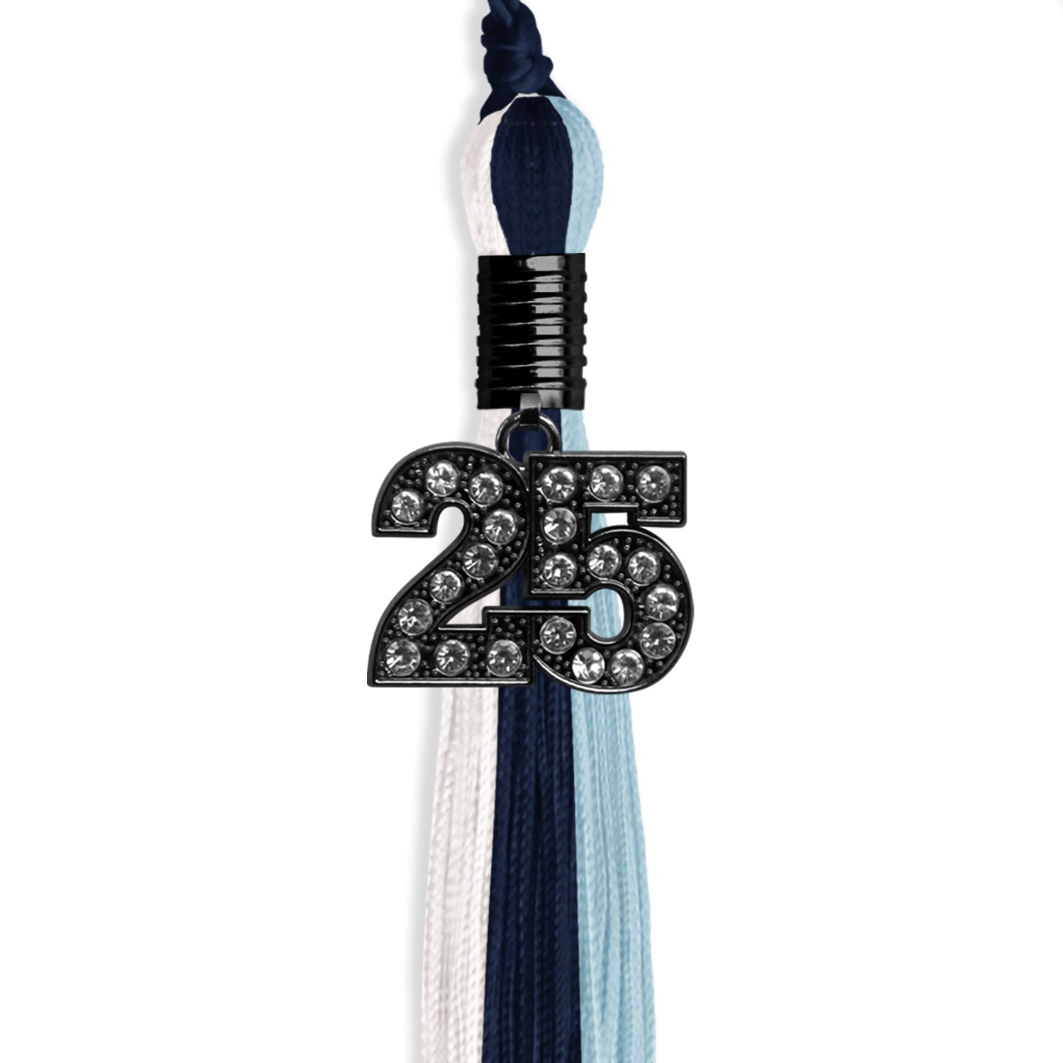 Navy Blue/Light Blue/White Graduation Tassel with Black Date Drop - Endea Graduation