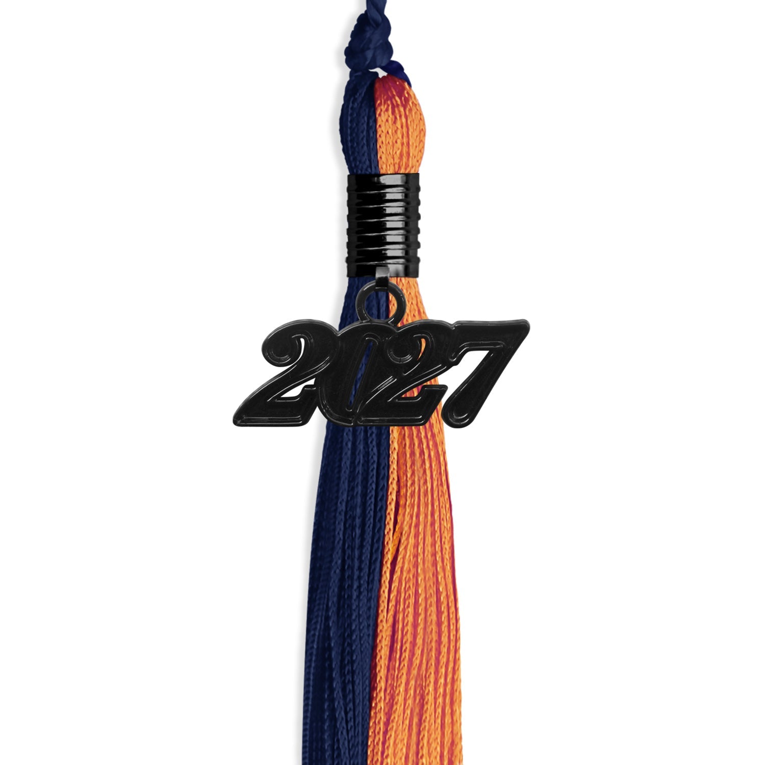 Navy Blue/Orange Graduation Tassel with Black Date Drop - Endea Graduation