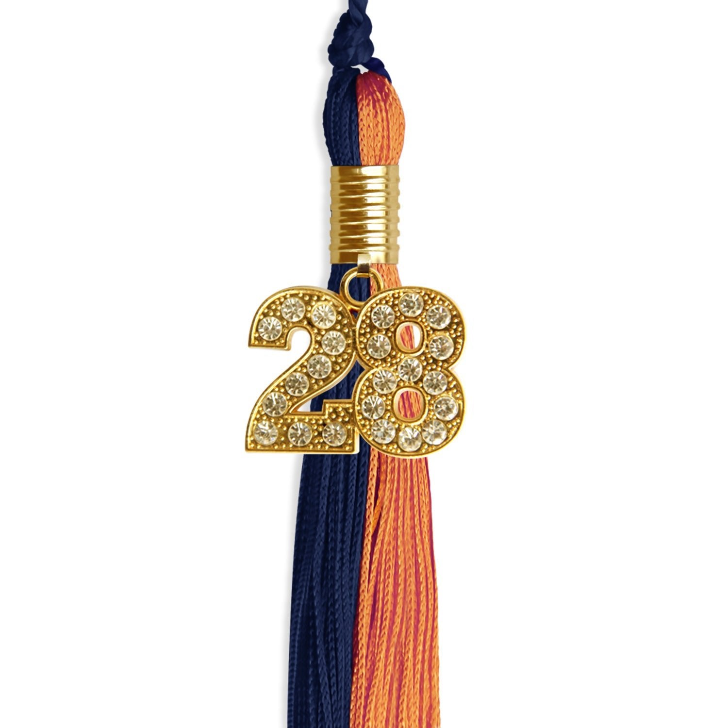 Navy Blue/Orange Graduation Tassel with Gold Date Drop - Endea Graduation